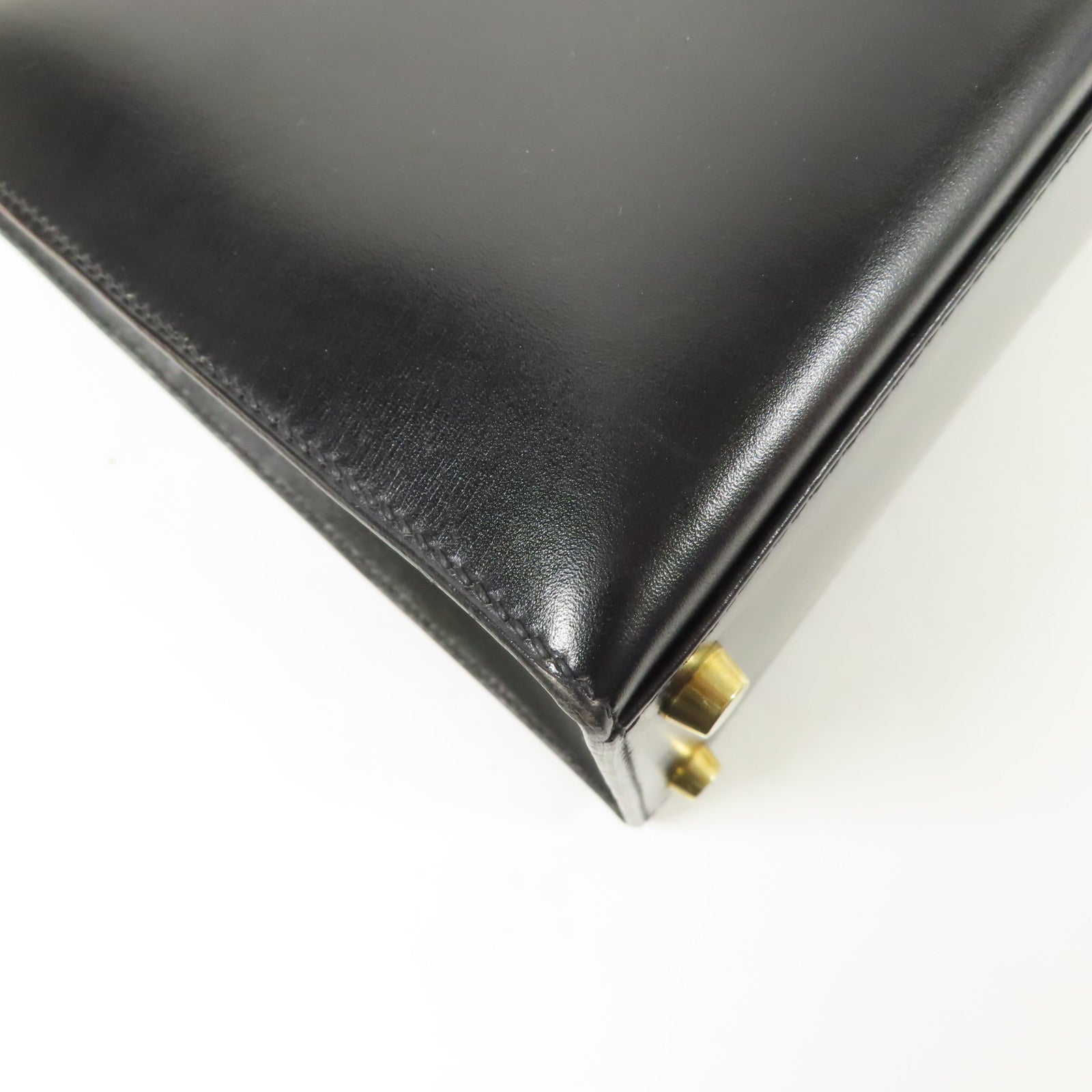 HERMES Calf皮革Kelly 35金扣手挽肩背兩用袋Noir