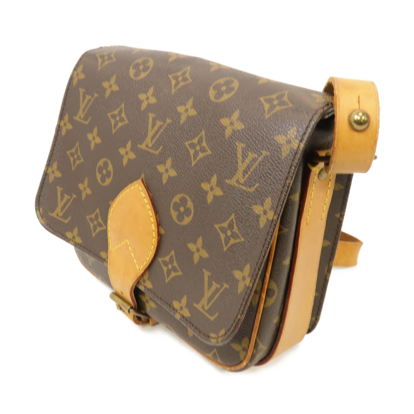 LOUIS VUITTON Monogram Cartouchiere金扣肩背袋棕色