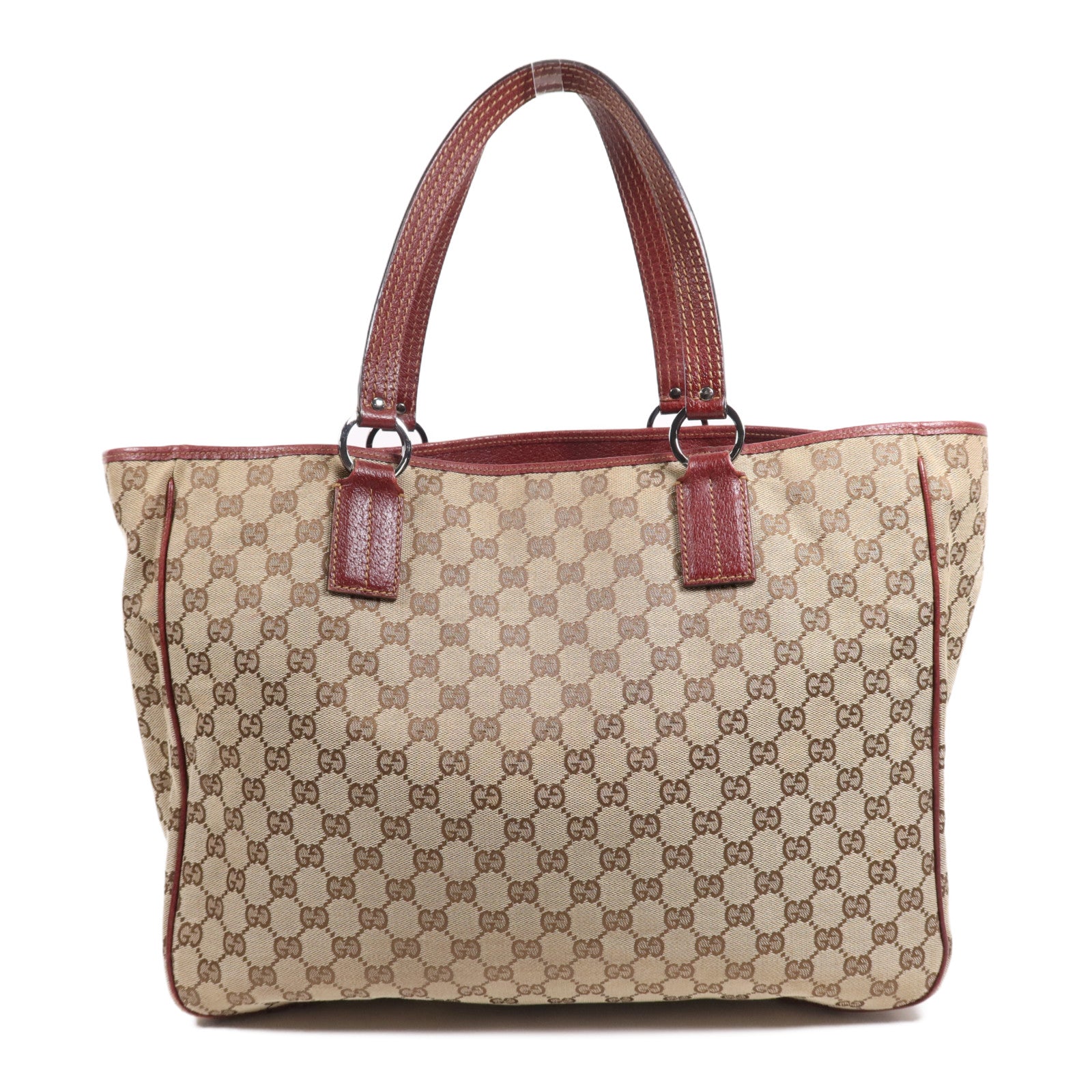 GUCCI 帆布Tote Bag銀扣肩背袋