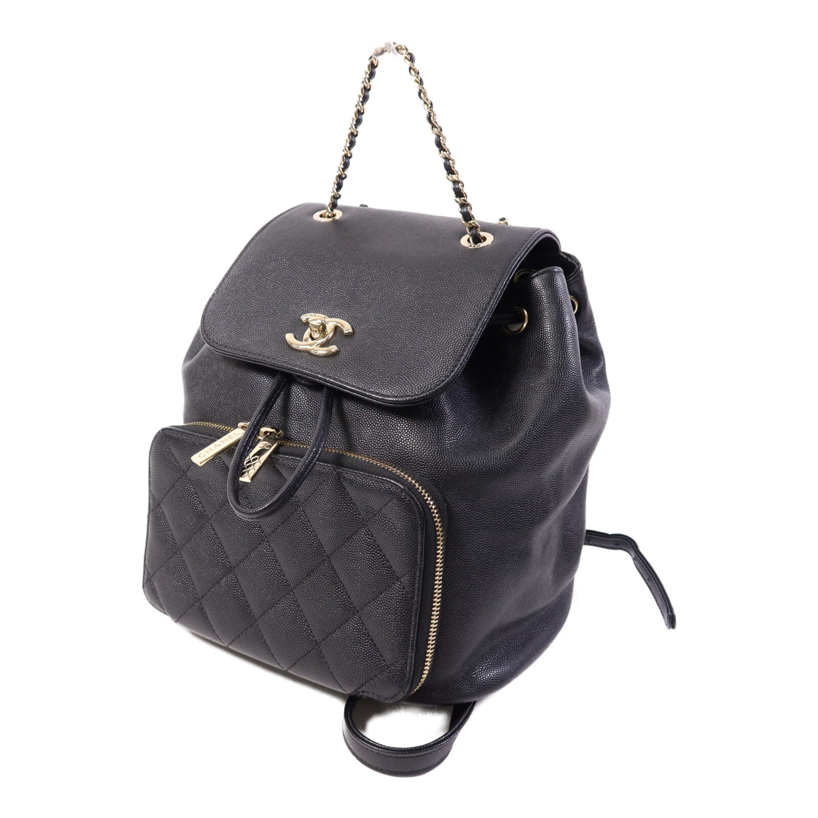 CHANEL 牛皮皮革Affinity Backpack金扣鏈帶背包