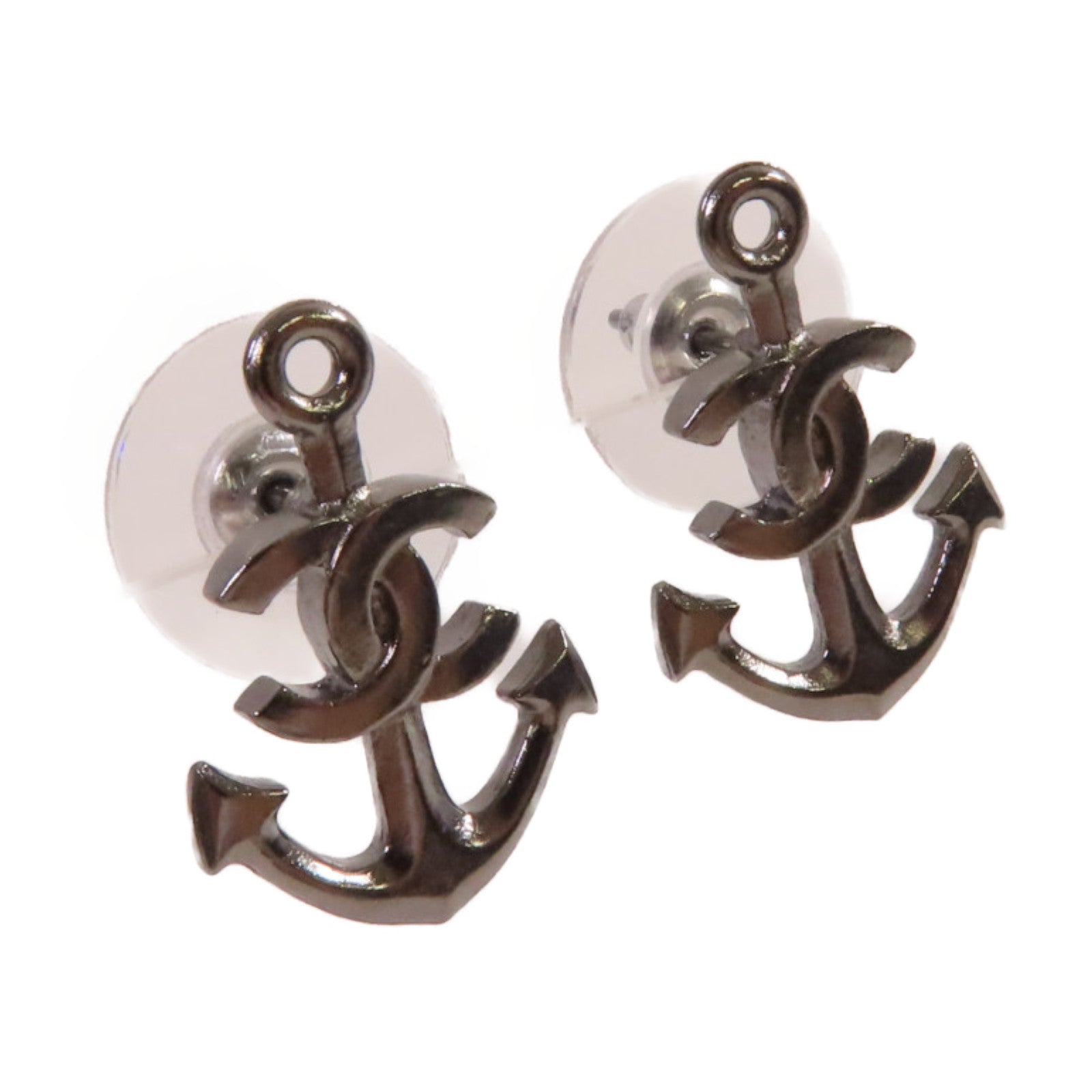 CHANEL 金屬CC Anchor Earrings耳環銀色
