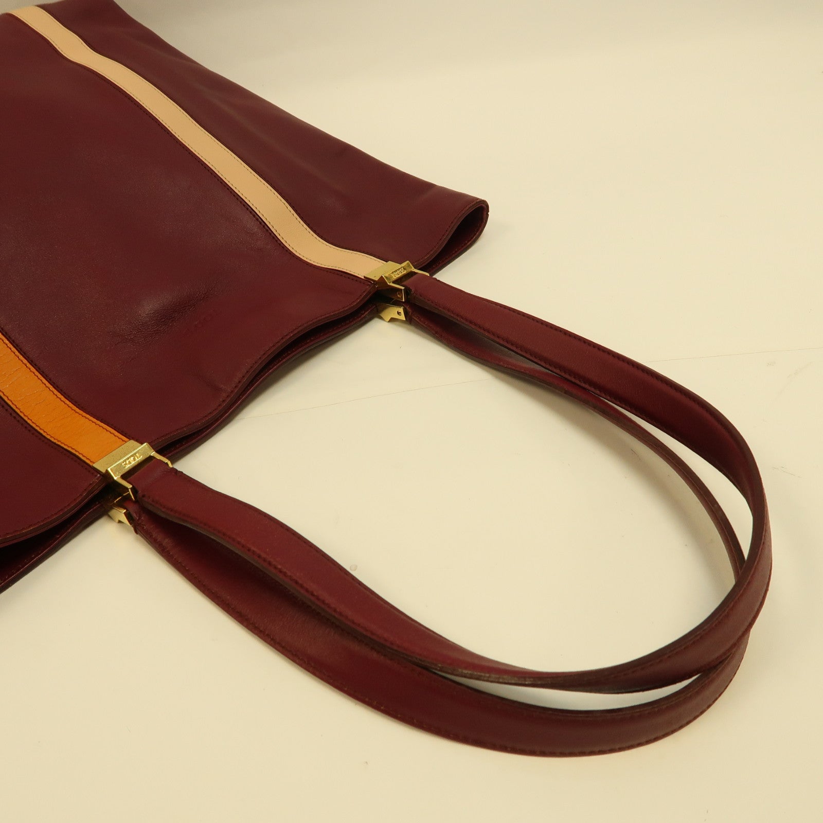 TOD'S 【激減優惠】牛皮皮革Tote Bag金扣手挽袋紅色
