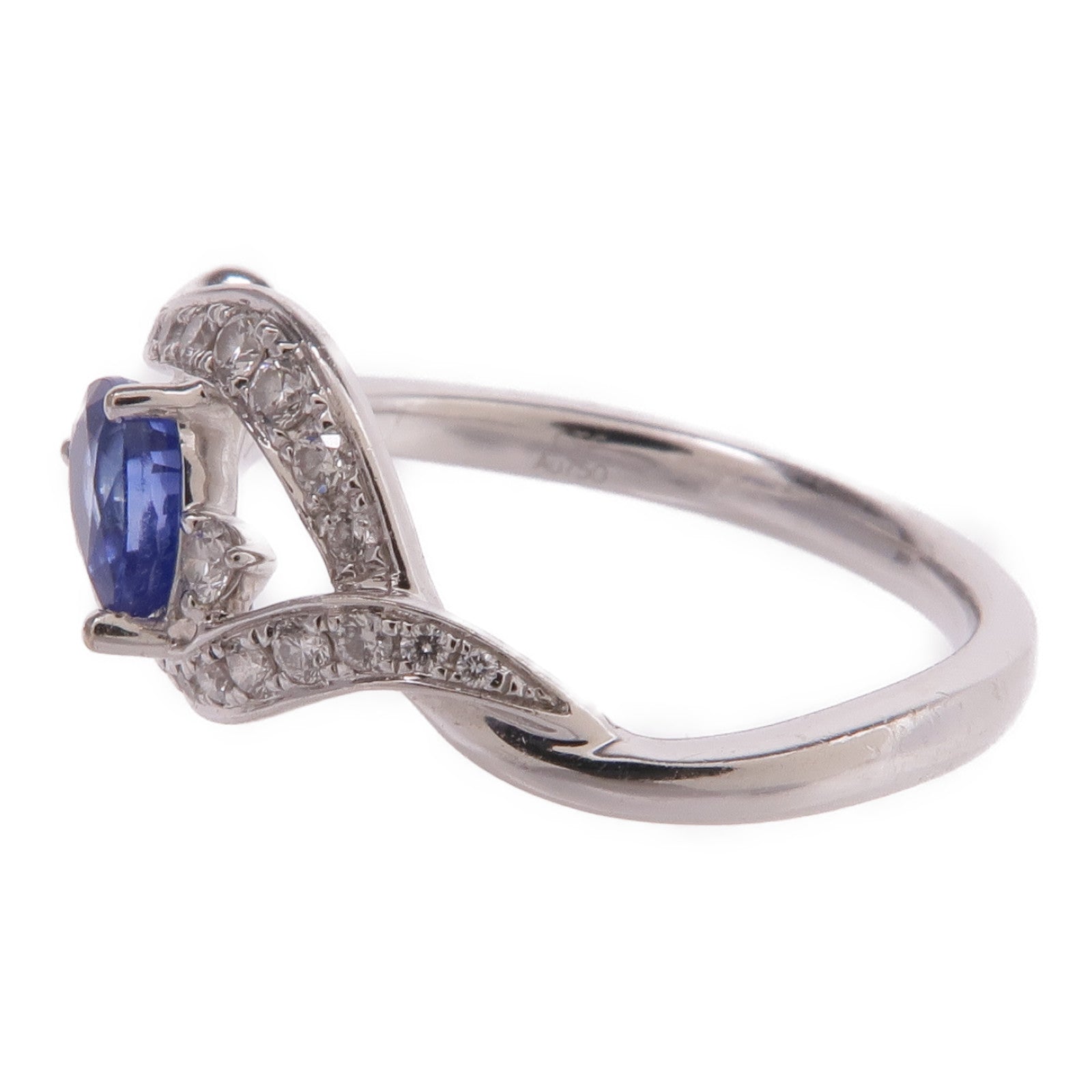 JEWELRY 18K白金Sapphire Diamond Ring藍寶石/鑽石戒指US#5.5