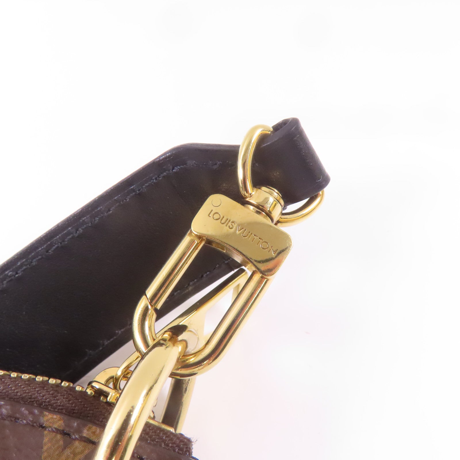 LOUIS VUITTON Monogram Odeon MM金扣肩背袋啡色