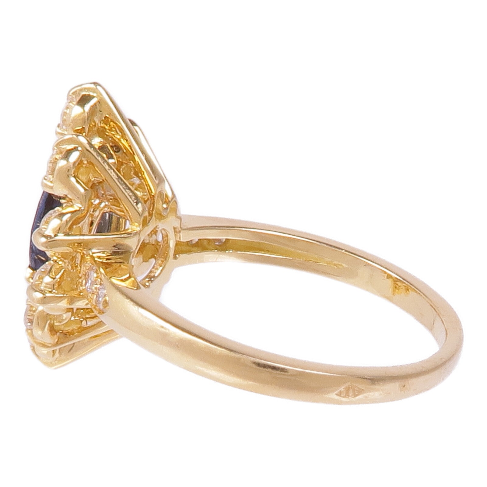 JEWELRY 【激減優惠】18K黃金Sapphire Diamond Ring藍寶石/鑽石戒指US#6