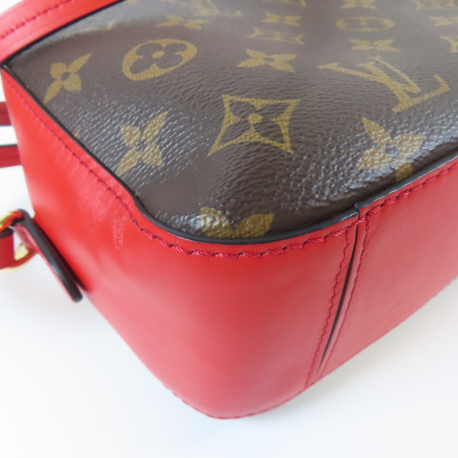 LOUIS VUITTON Monogram Saintonge金扣手挽肩背兩用袋啡色/紅色