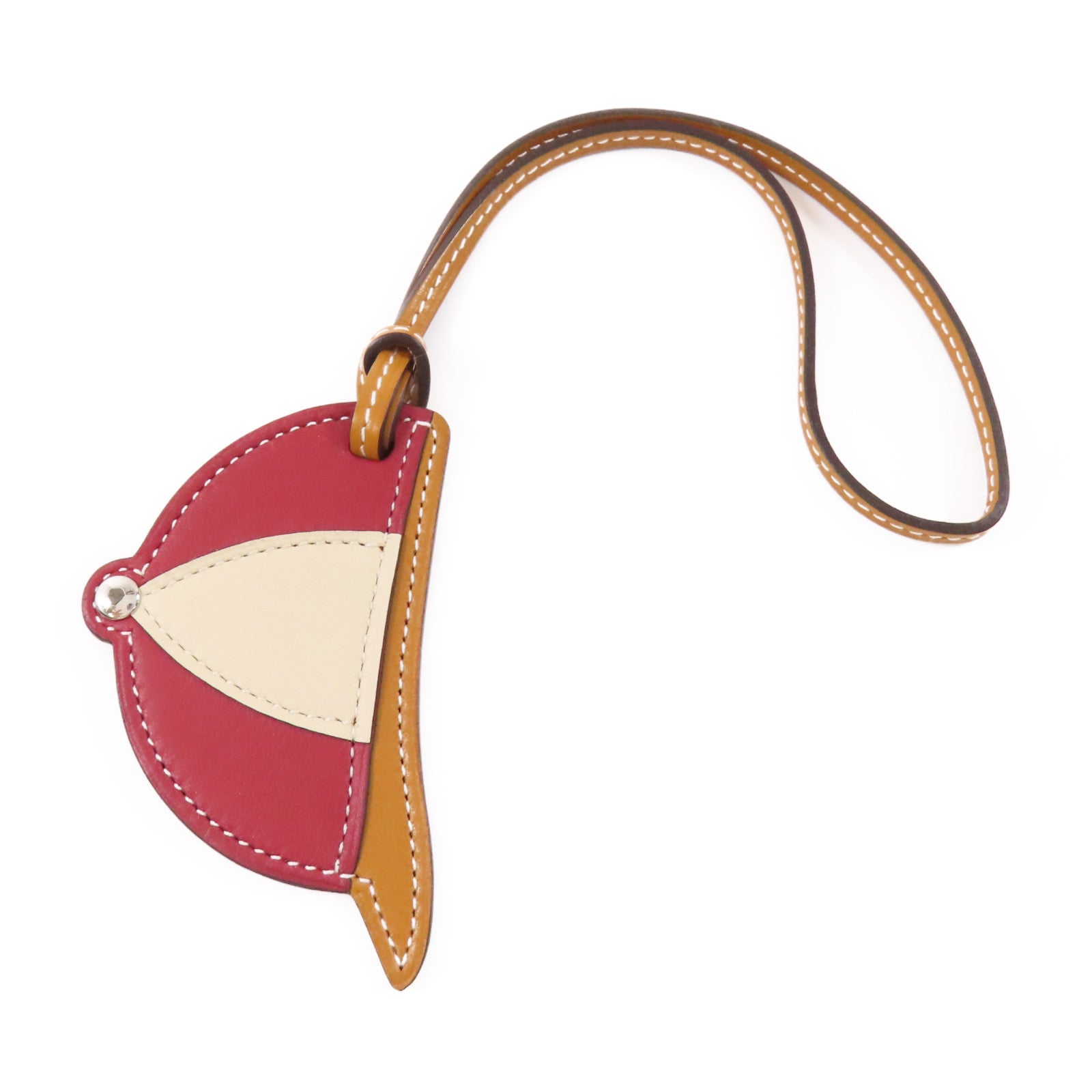 HERMES Swift皮革Paddock Bombe Charm銀扣掛飾