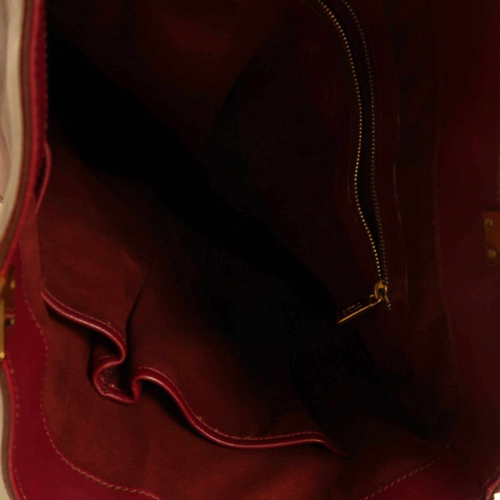 TOD'S 【激減優惠】牛皮皮革Tote Bag金扣手挽袋紅色