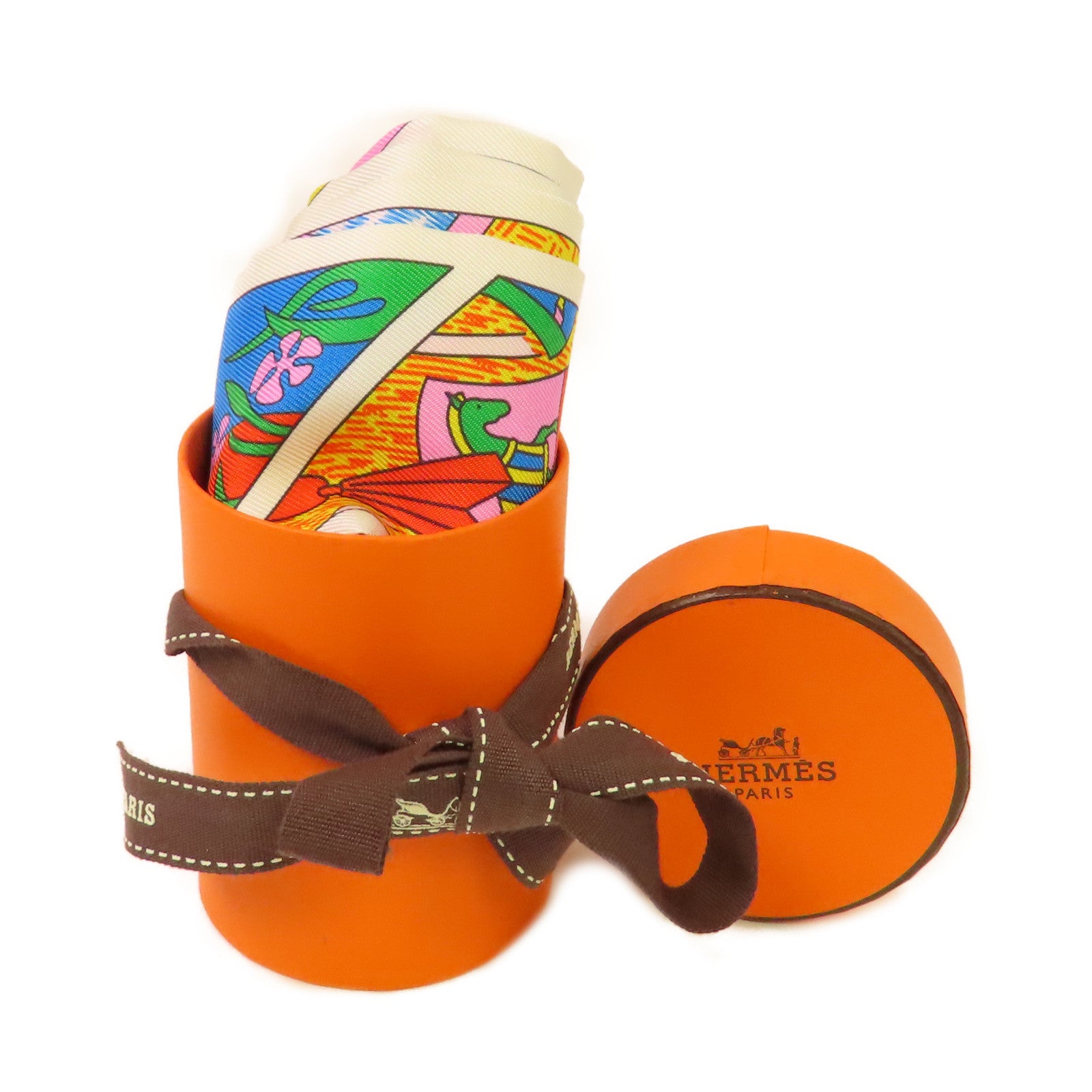 HERMES 【激減優惠】絲質Twilly絲巾綠色/粉紅色/黃色/彩色