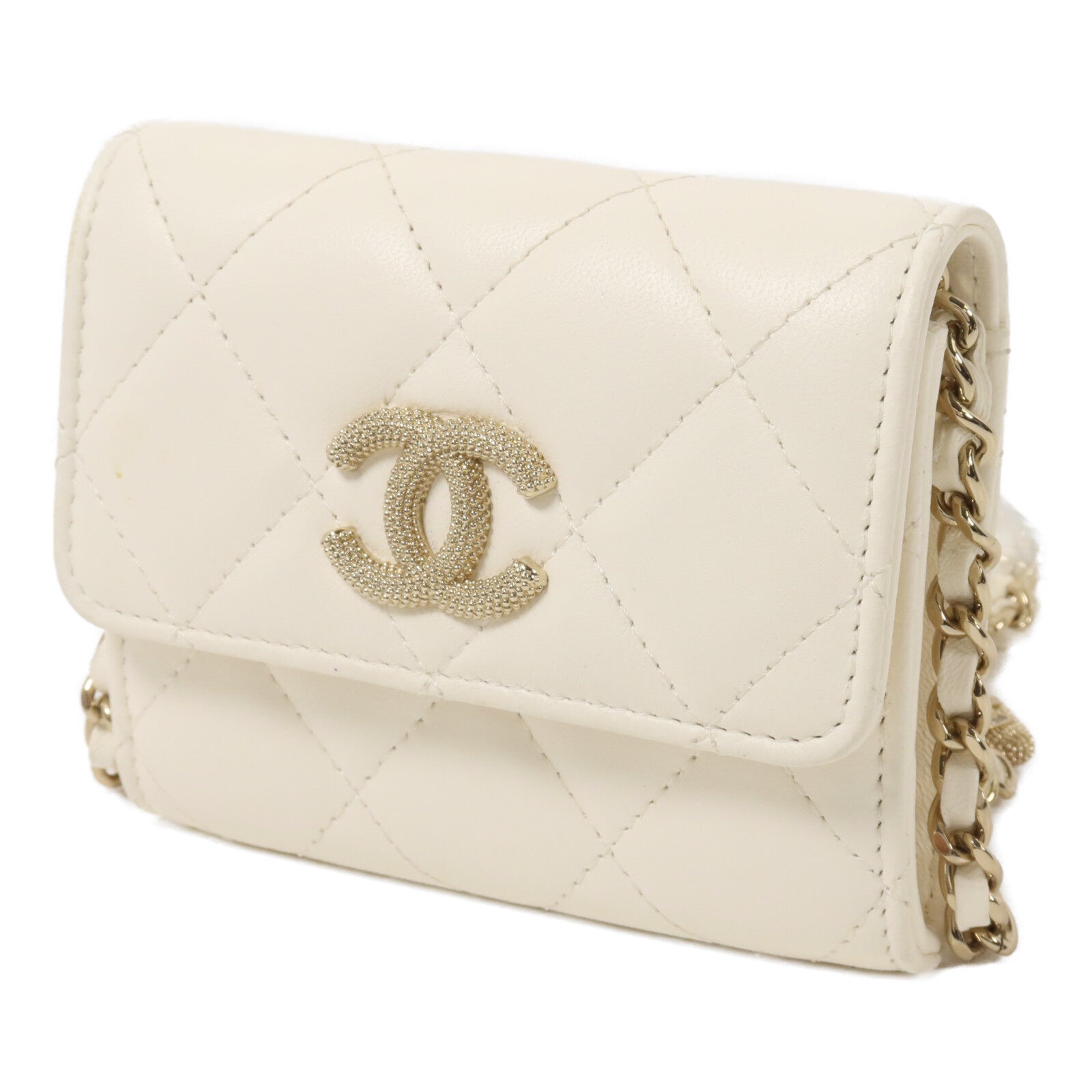 CHANEL 牛皮皮革Flap Card Holder Chain鏈帶肩背袋