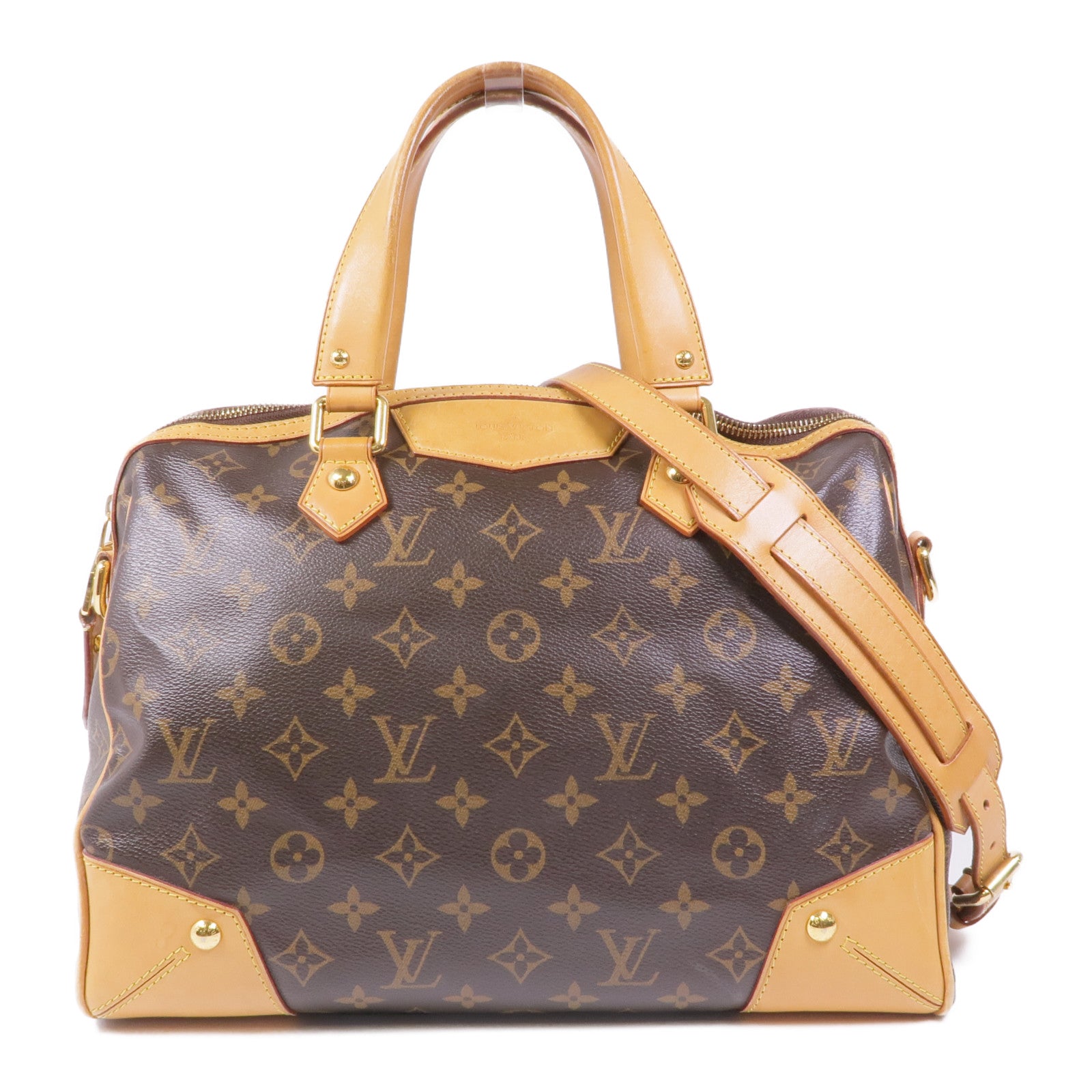 LOUIS VUITTON Monogram Retiro PM金扣手挽肩背兩用袋棕色