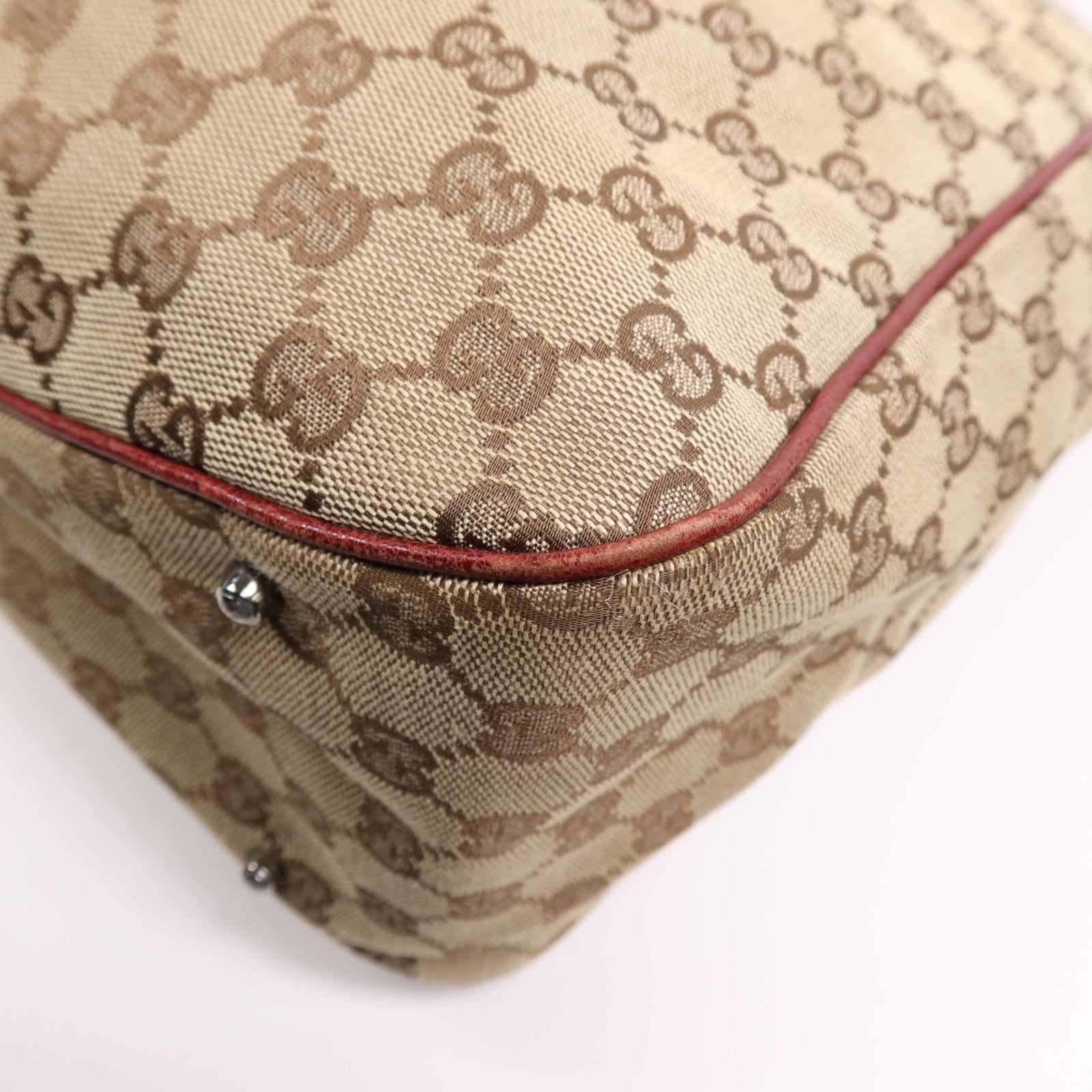 GUCCI 帆布Tote Bag銀扣肩背袋