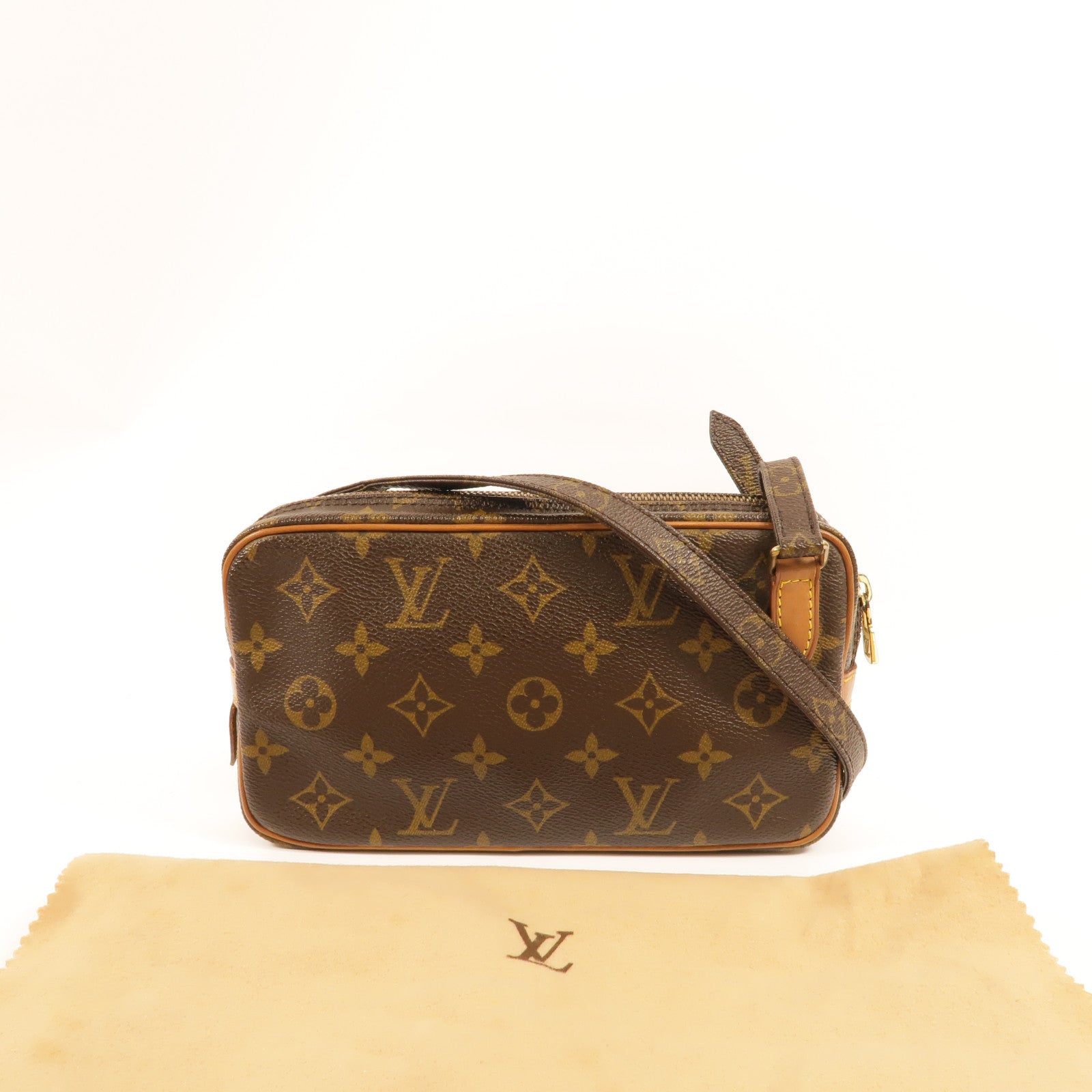 LOUIS VUITTON Monogram Marly Bandouliere金扣肩背袋棕色