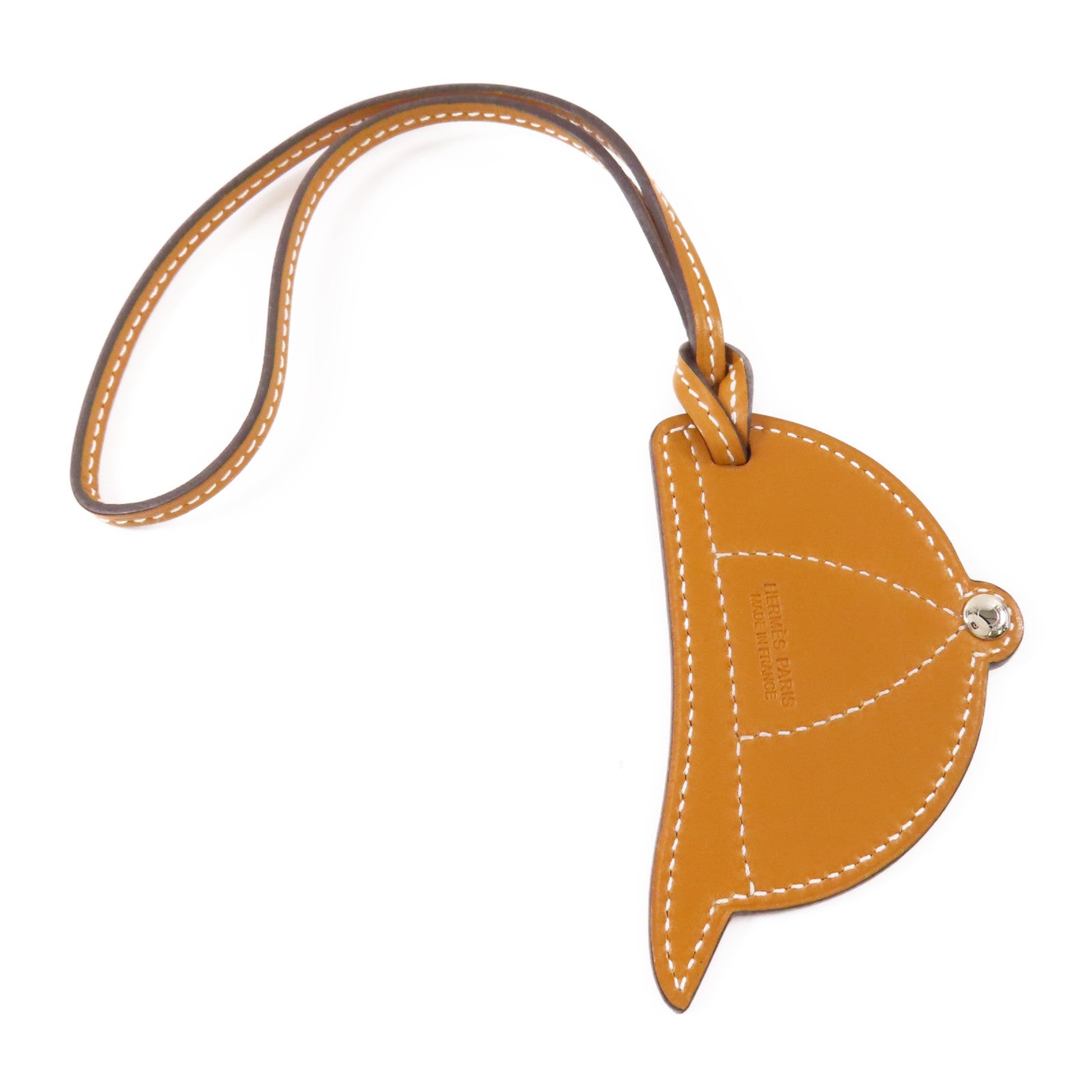 HERMES Swift皮革Paddock Bombe Charm銀扣掛飾