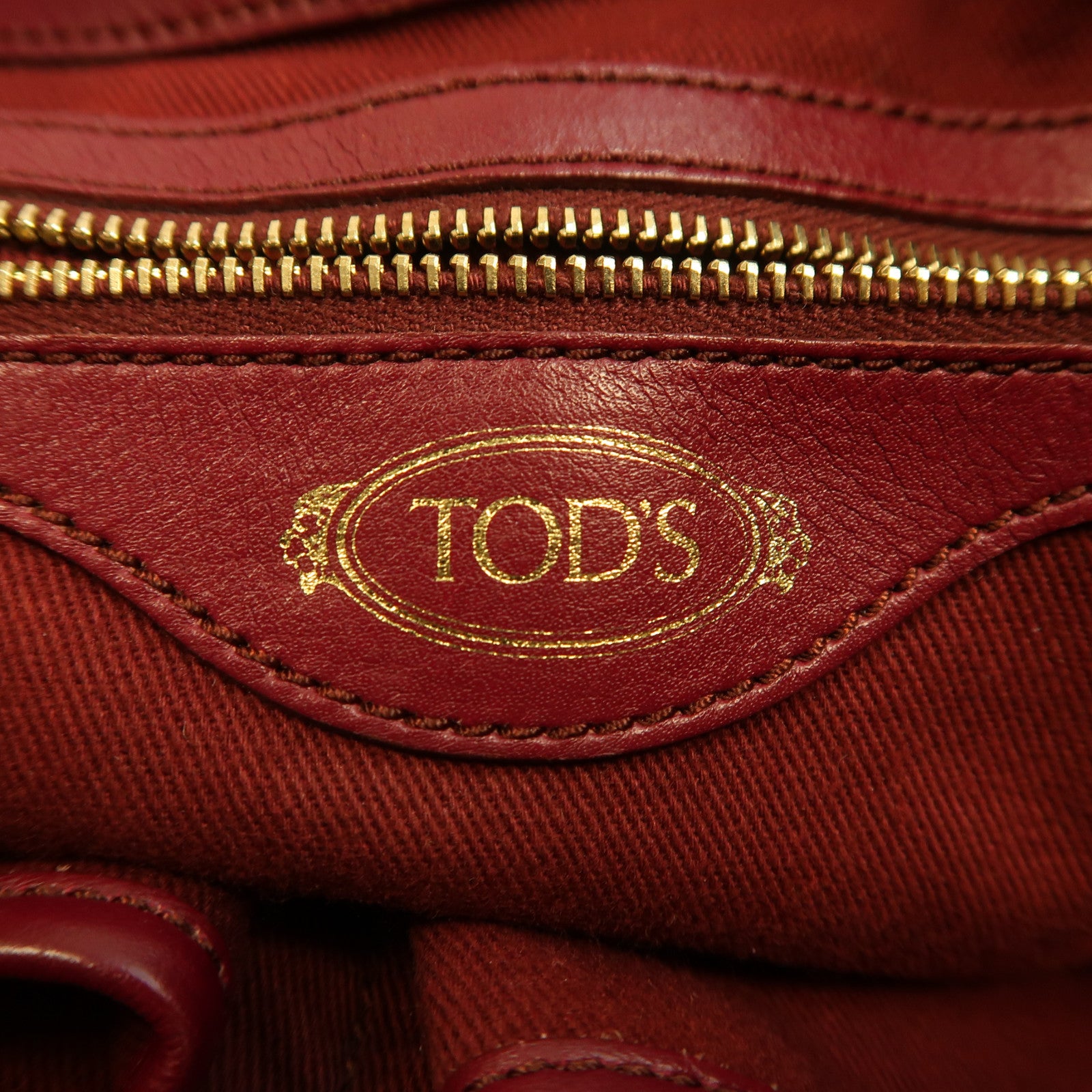 TOD'S 【激減優惠】牛皮皮革Tote Bag金扣手挽袋紅色