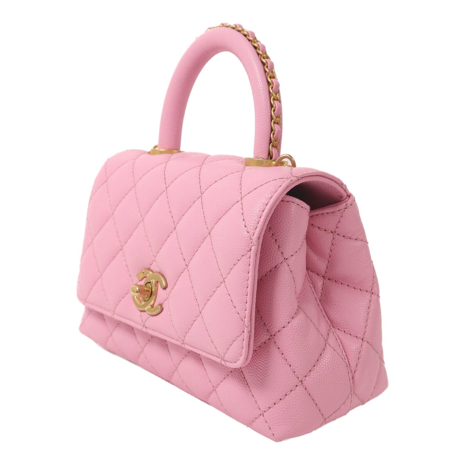 CHANEL 牛皮皮革Co Co Handle金扣鏈帶手挽肩背兩用袋