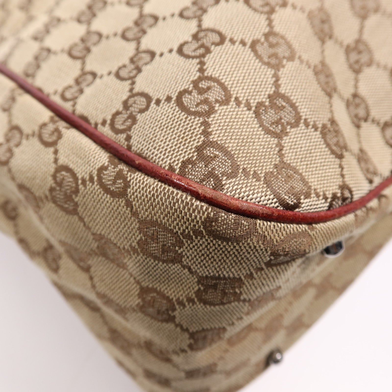 GUCCI 帆布Tote Bag銀扣肩背袋