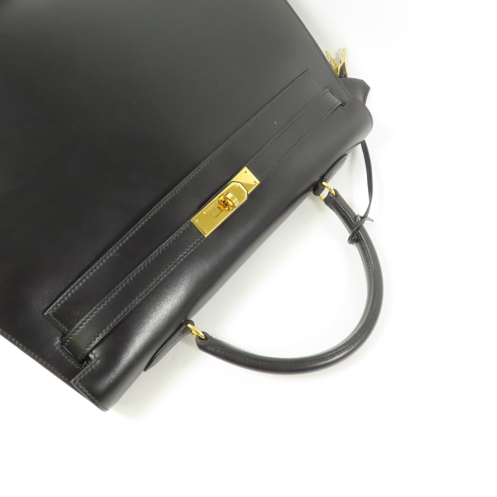 HERMES Calf皮革Kelly 35金扣手挽肩背兩用袋Noir