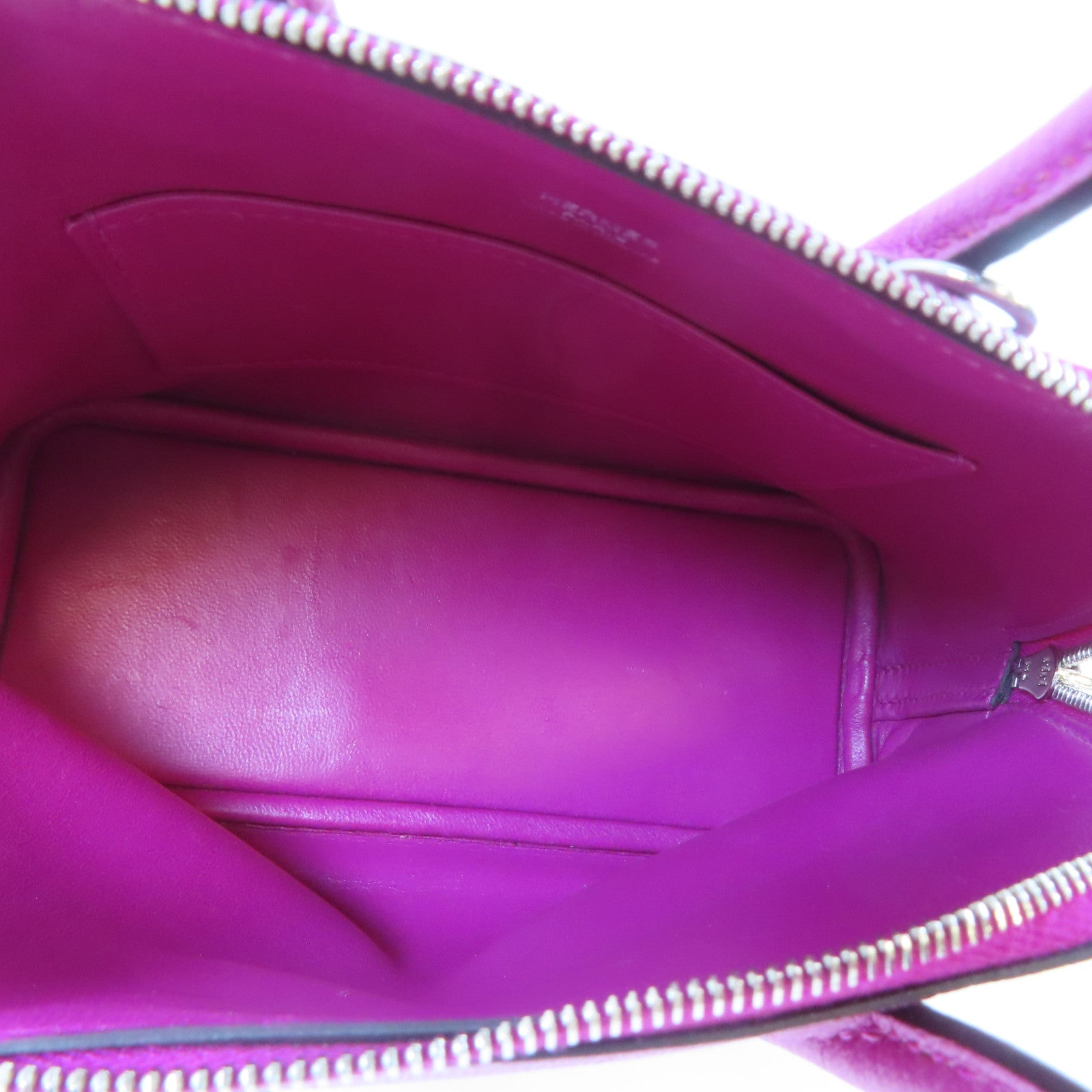 HERMES 【激減優惠】Chevre皮革Mini Bolide 1923銀扣手挽肩背兩用袋Rose Purple/桃紫色