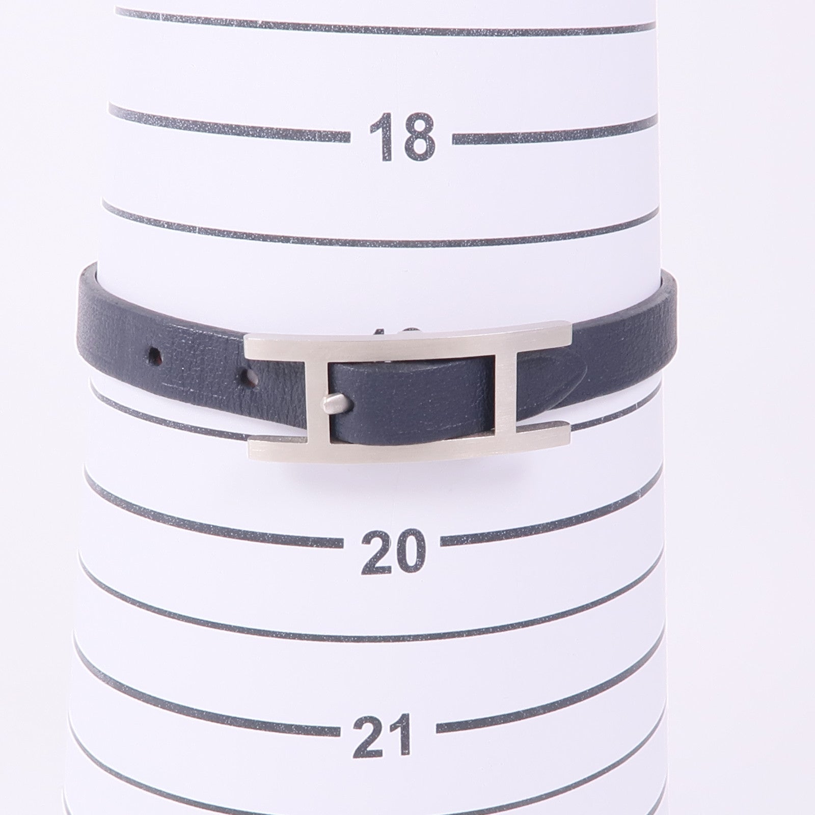 HERMES Swift皮革Behapi Bracelet銀扣手帶Noir