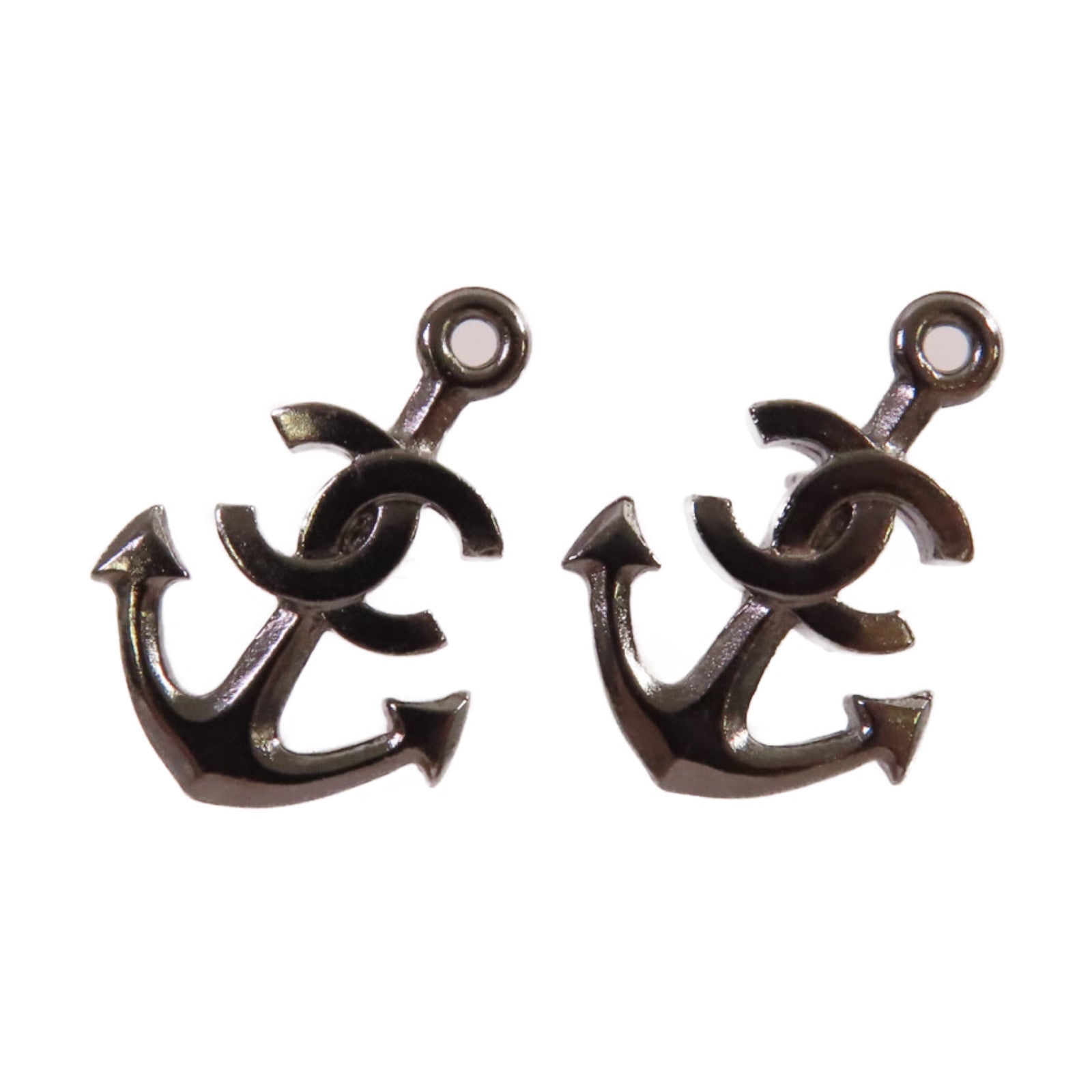 CHANEL 金屬CC Anchor Earrings耳環銀色