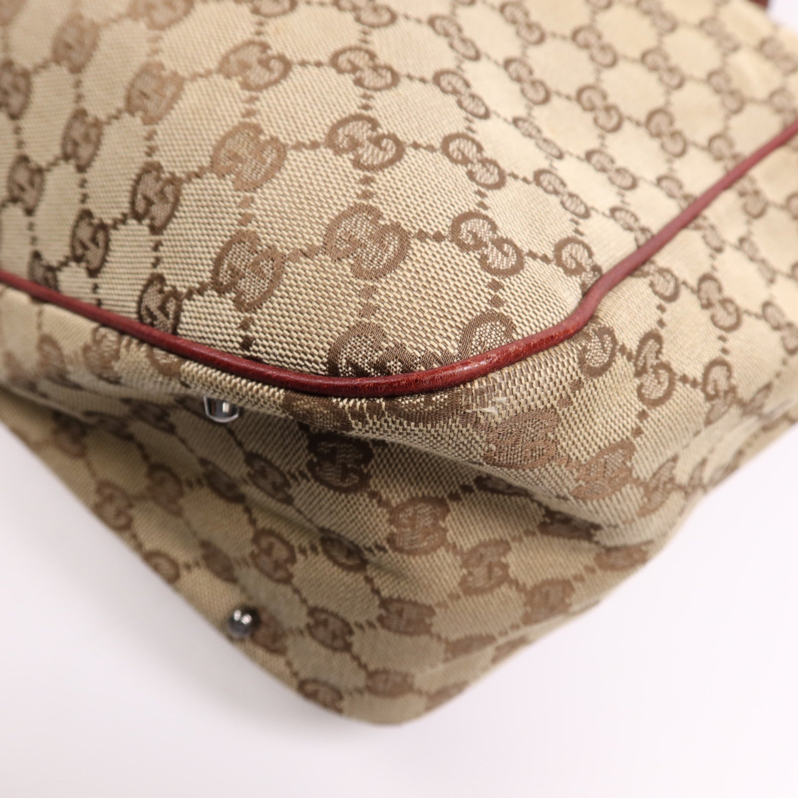 GUCCI 帆布Tote Bag銀扣肩背袋