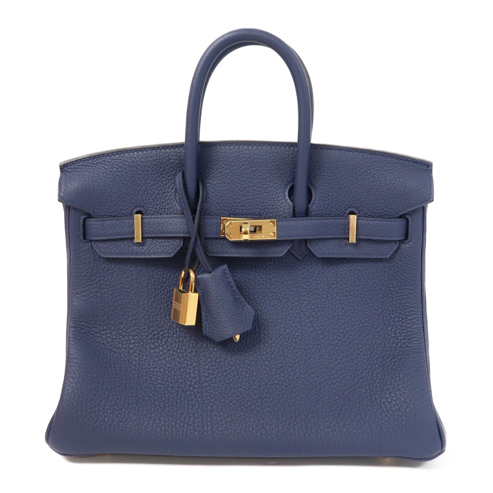 HERMES Togo皮革Birkin 25金扣手挽袋深藍色