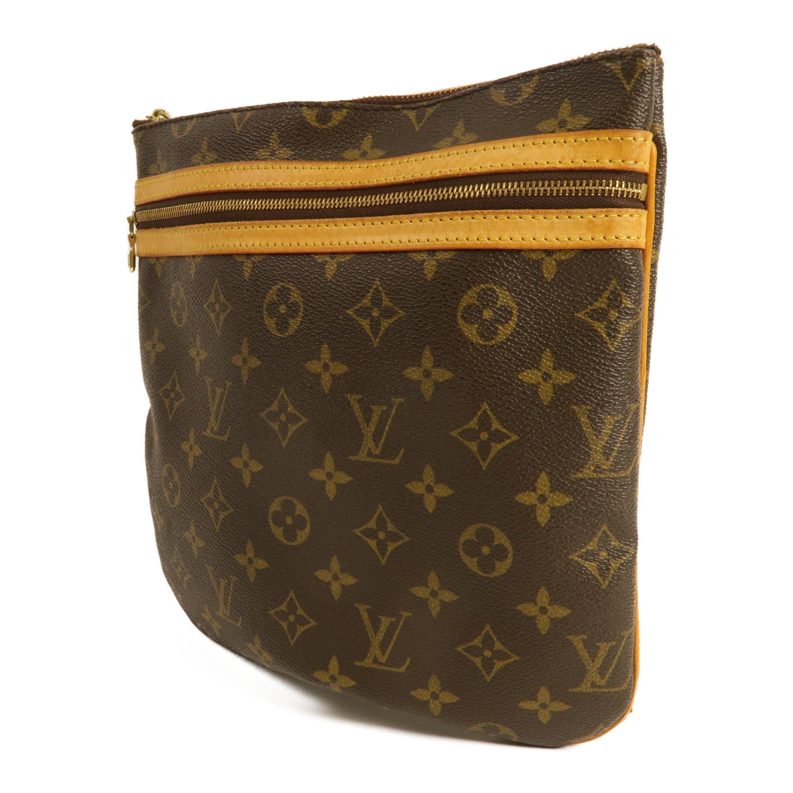 LOUIS VUITTON 【激減優惠】Monogram Pochette Bosphore金扣肩背袋棕色