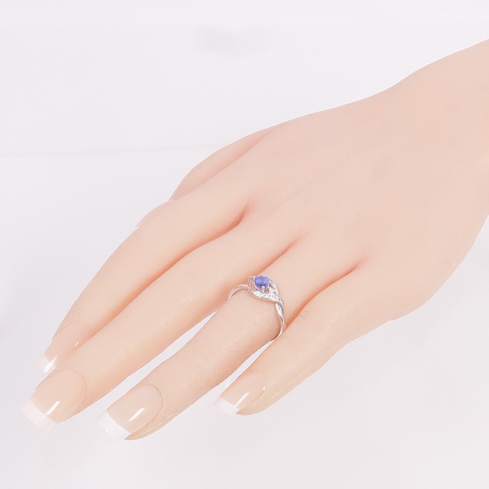 JEWELRY 18K白金Sapphire Diamond Ring藍寶石/鑽石戒指US#5.5