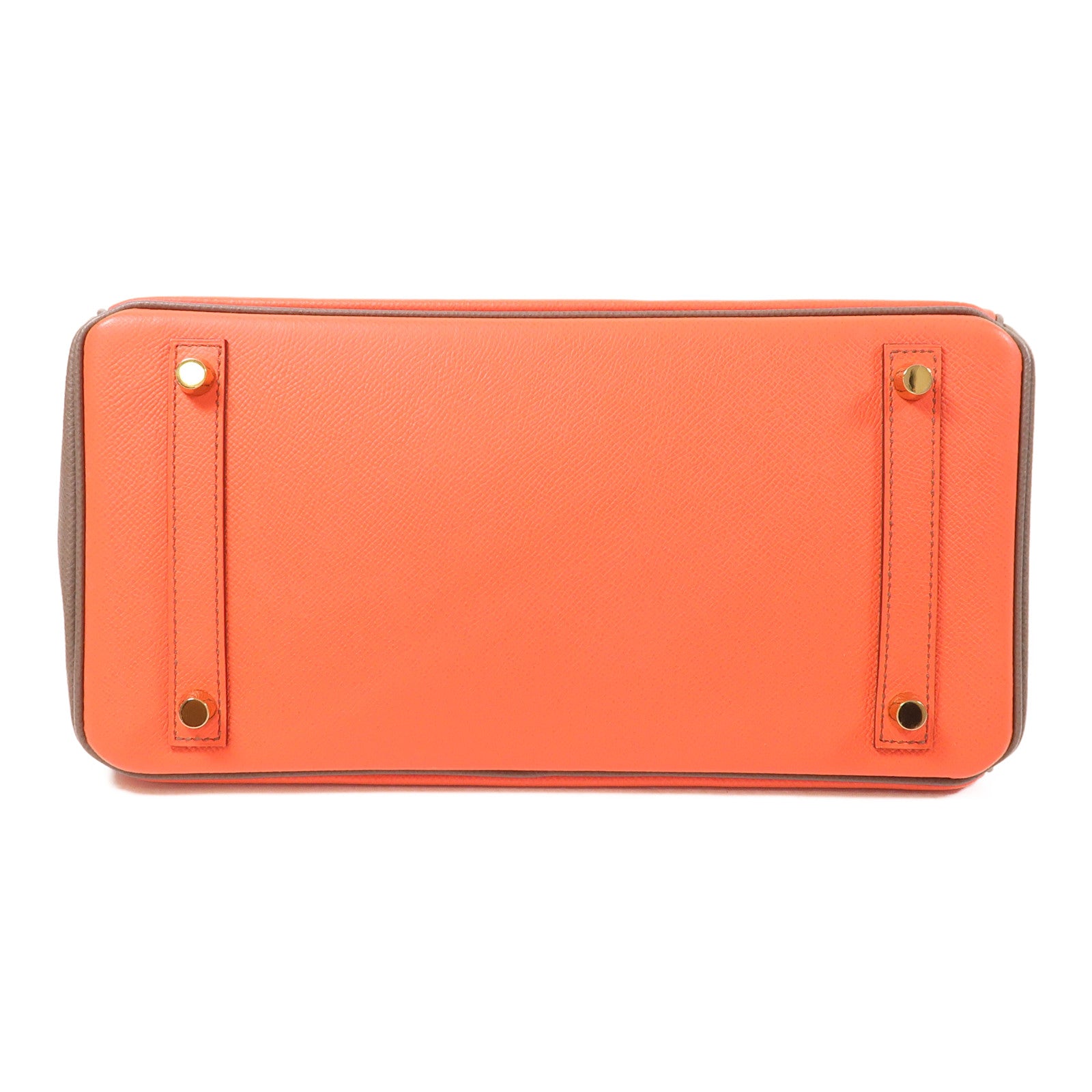 HERMES GHW Birkin 30 Hand Bag Epsom Leather Red/Brown