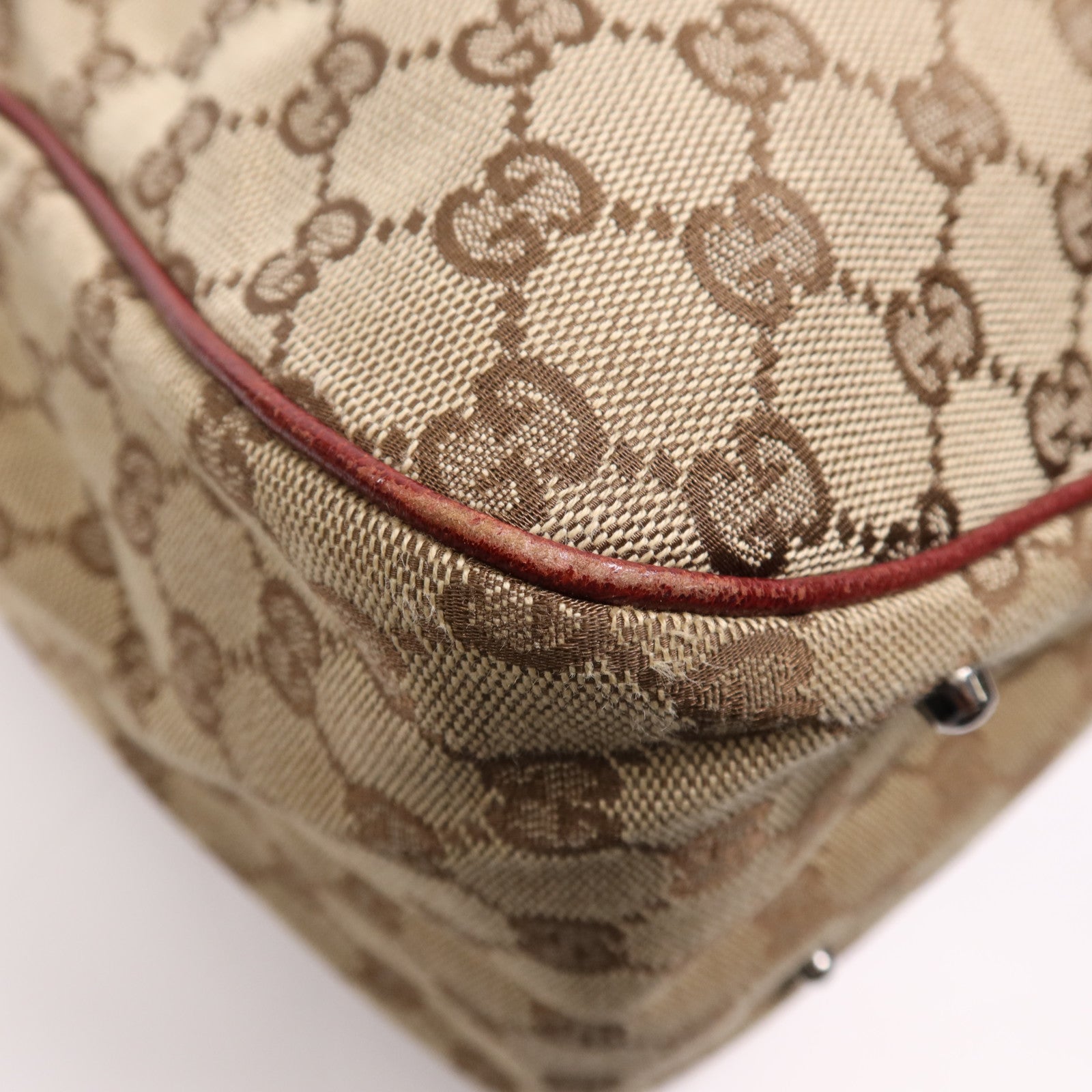 GUCCI 帆布Tote Bag銀扣肩背袋