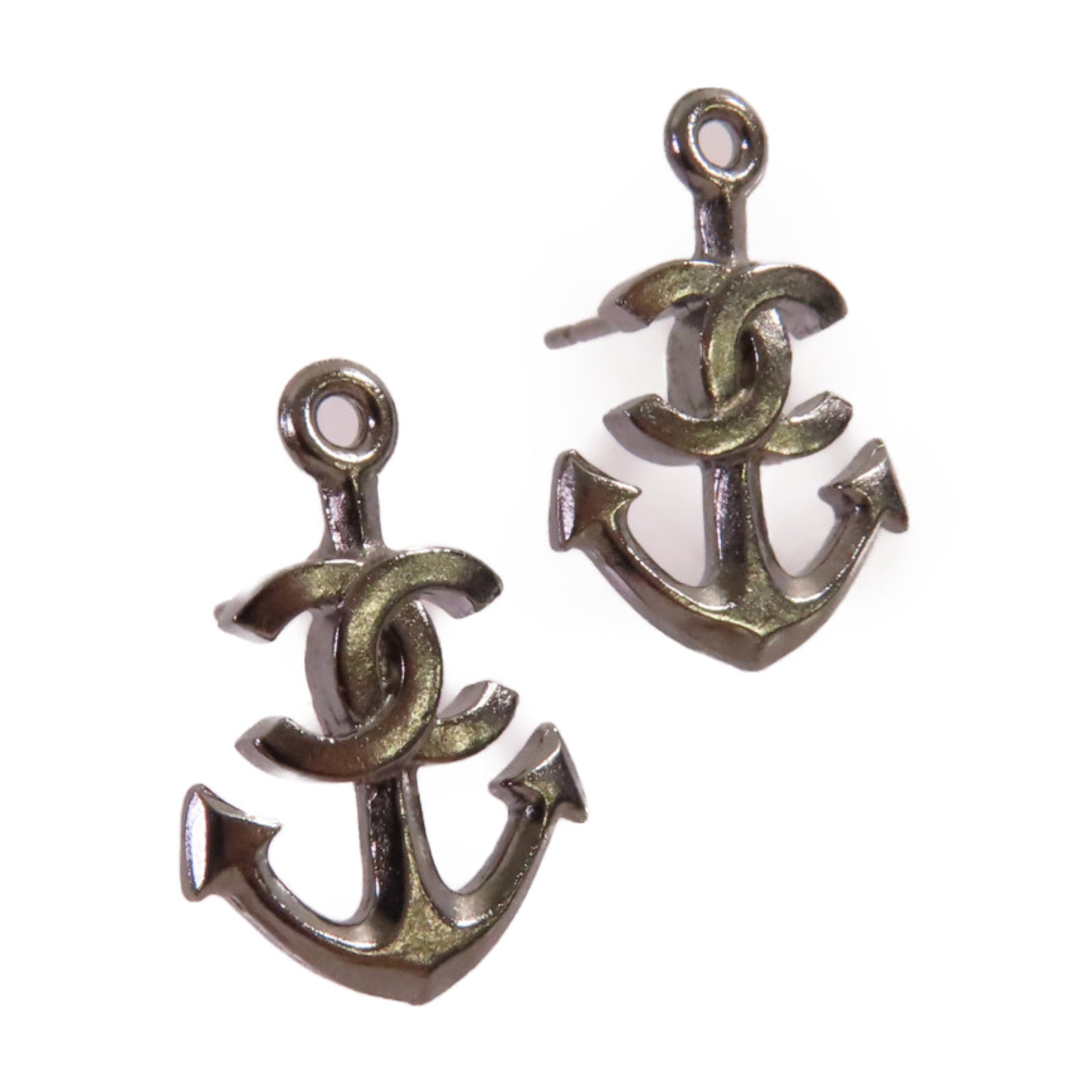 CHANEL 金屬CC Anchor Earrings耳環銀色