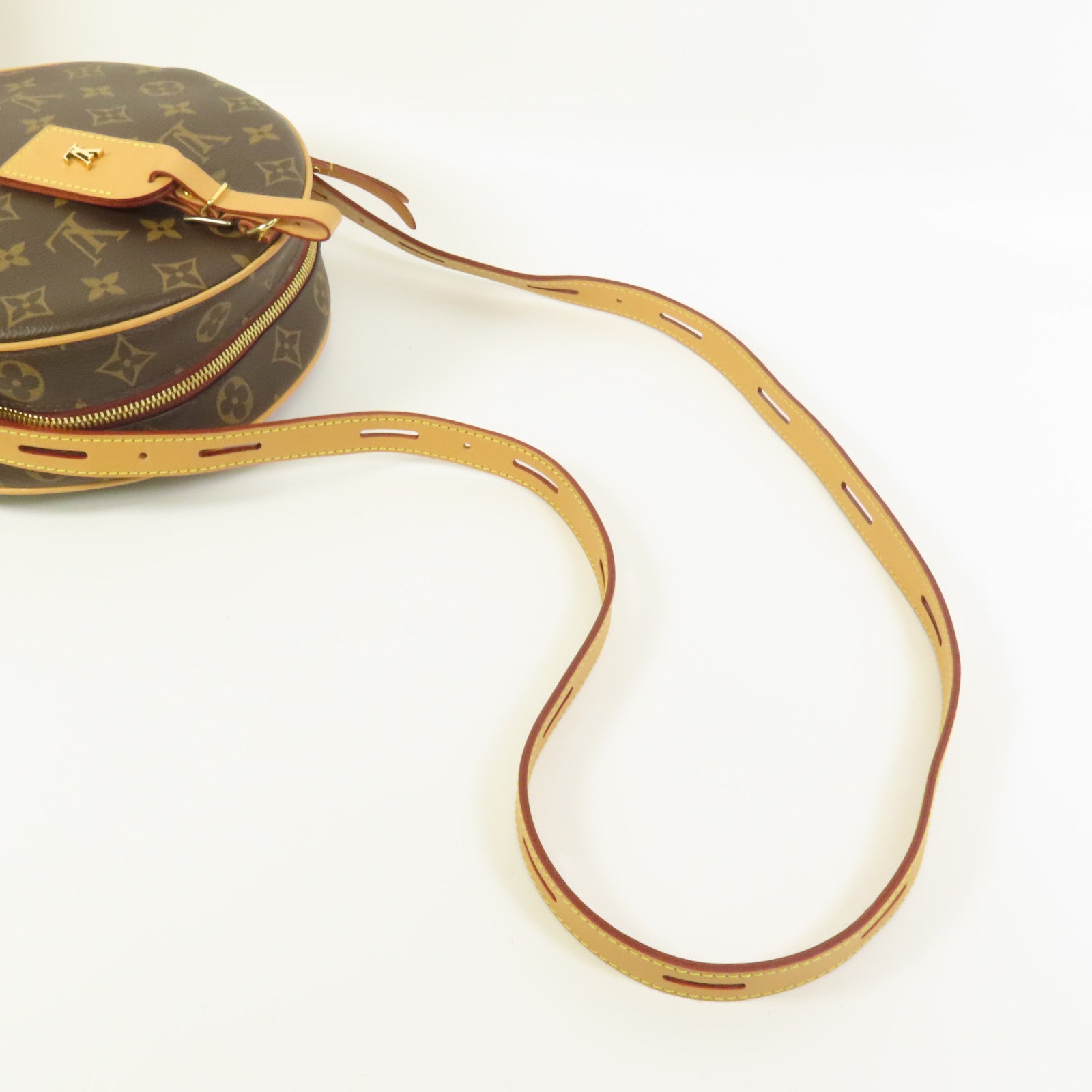 LOUIS VUITTON Monogram Boite Chapeau Souple金扣肩背袋棕色