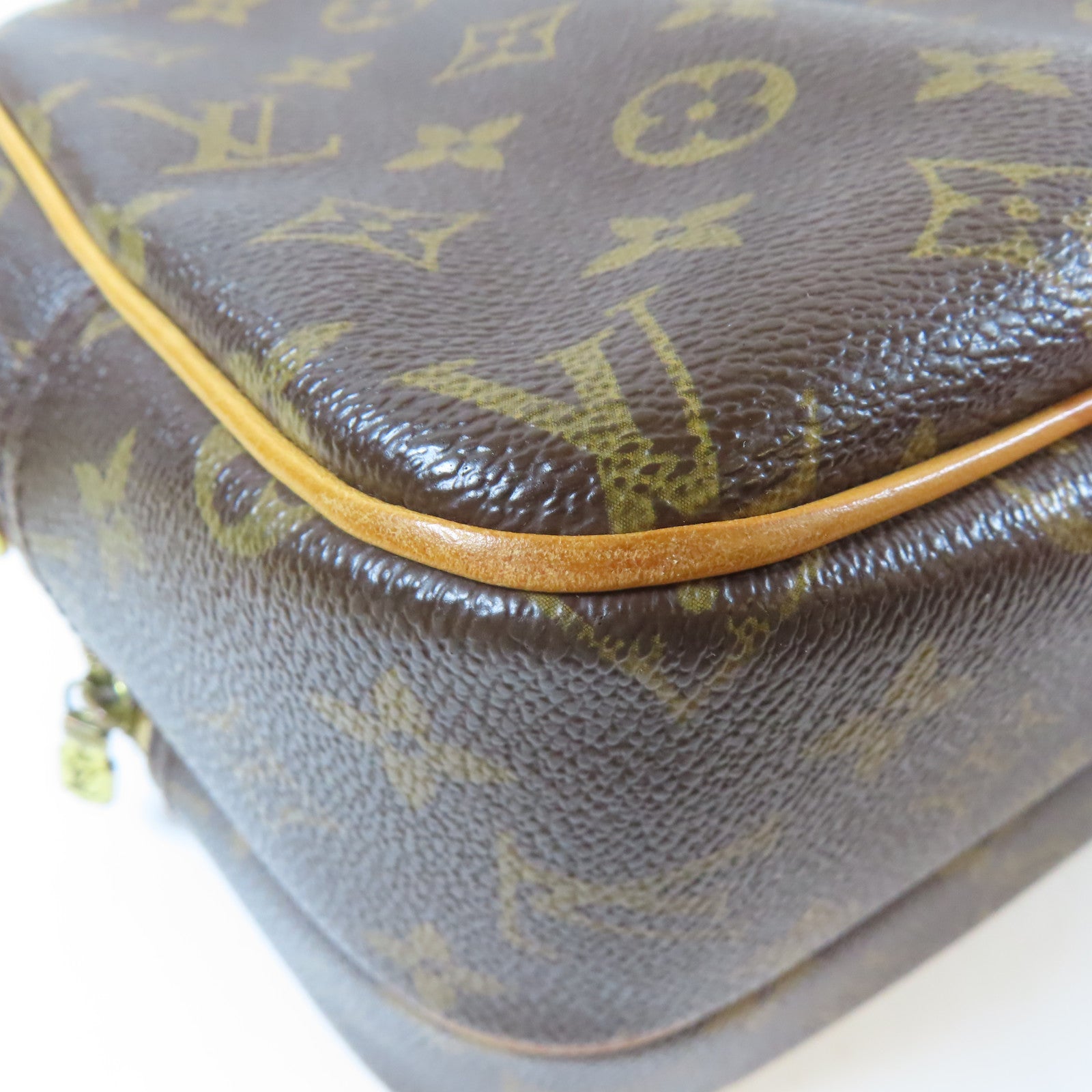 LOUIS VUITTON Monogram Reporter PM 金扣肩背袋啡色