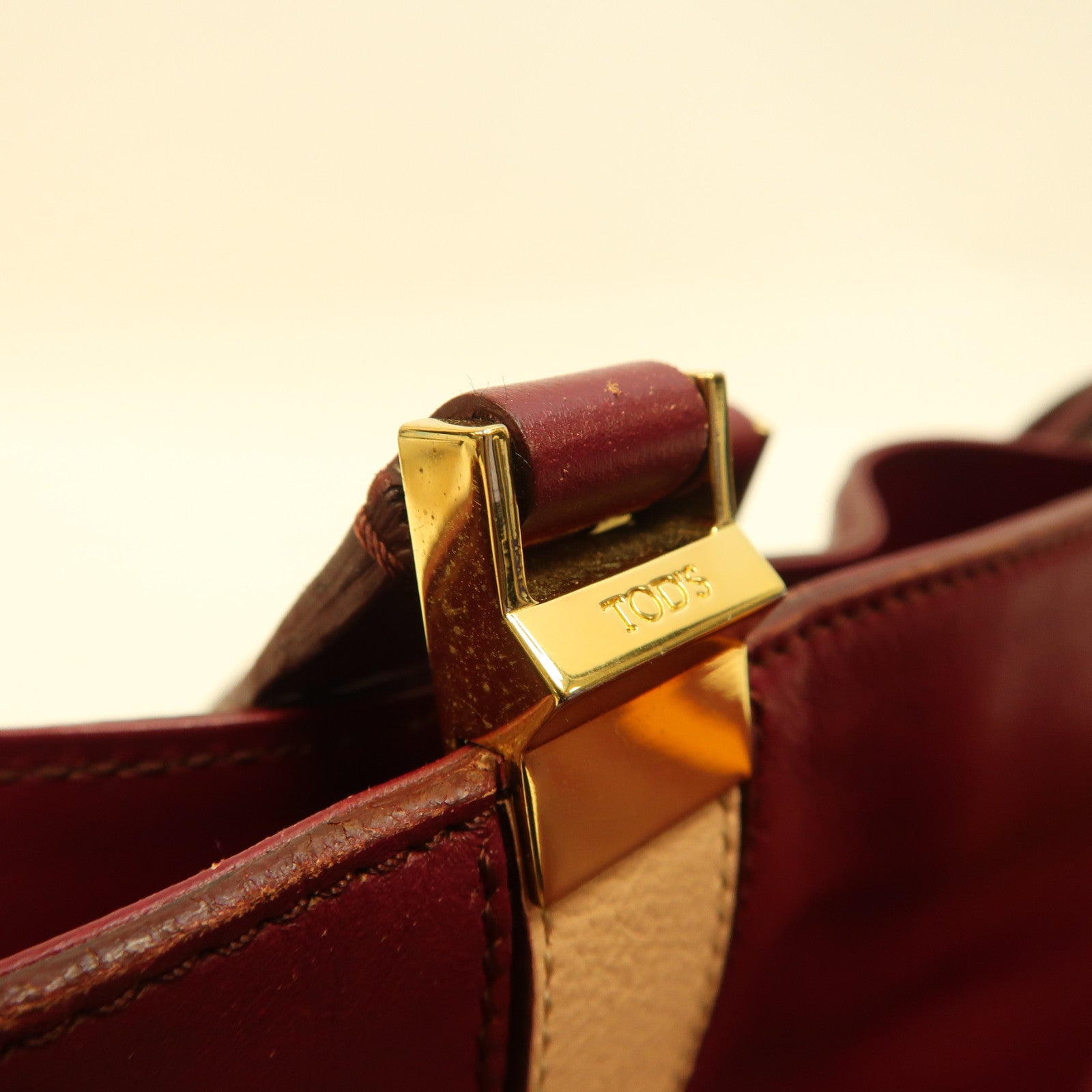 TOD'S 【激減優惠】牛皮皮革Tote Bag金扣手挽袋紅色
