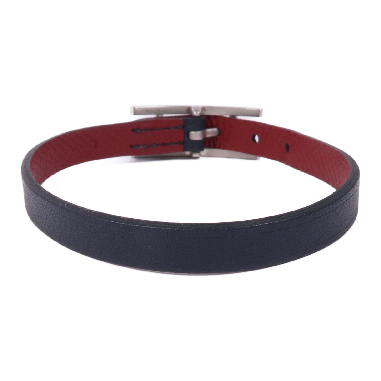 HERMES Swift皮革Behapi Bracelet銀扣手帶Noir