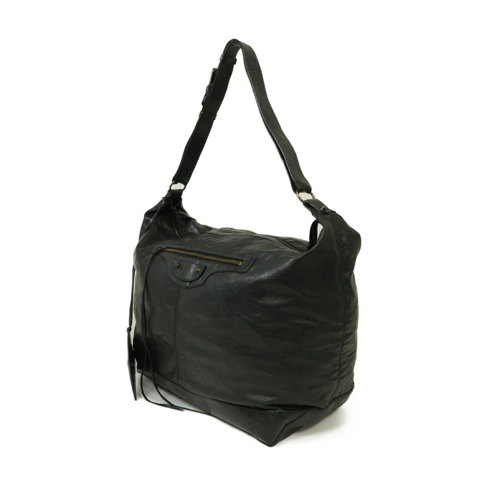 BALENCIAGA 牛皮皮革The Courier金扣肩背袋黒色