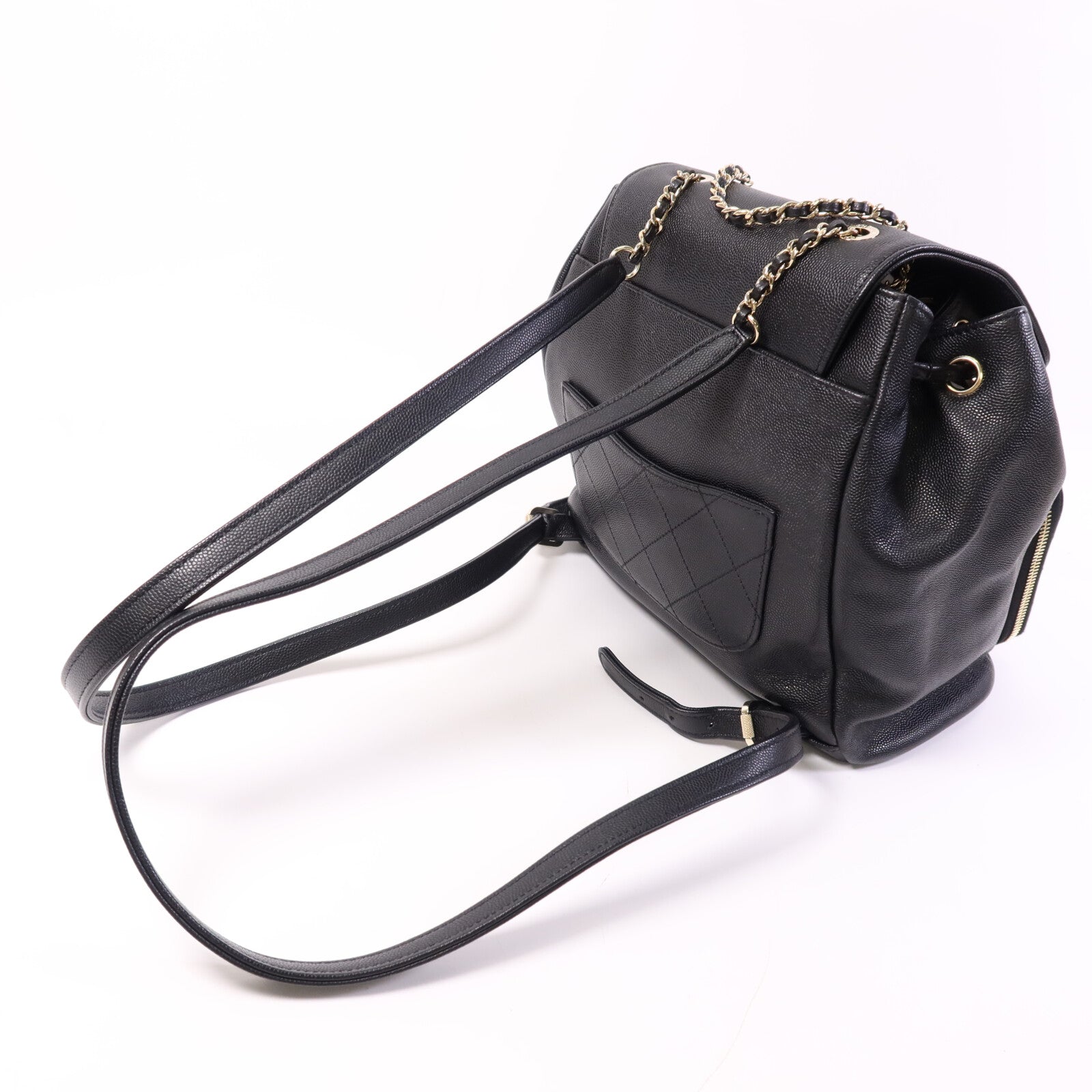 CHANEL 牛皮皮革Affinity Backpack金扣鏈帶背包