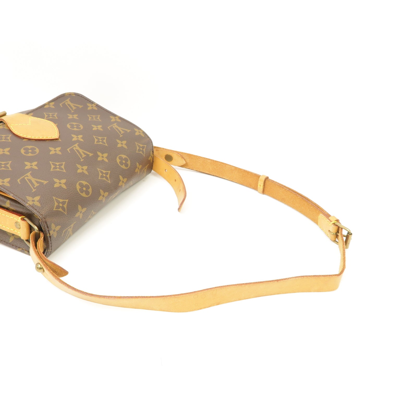 LOUIS VUITTON Monogram Cartouchiere金扣肩背袋棕色
