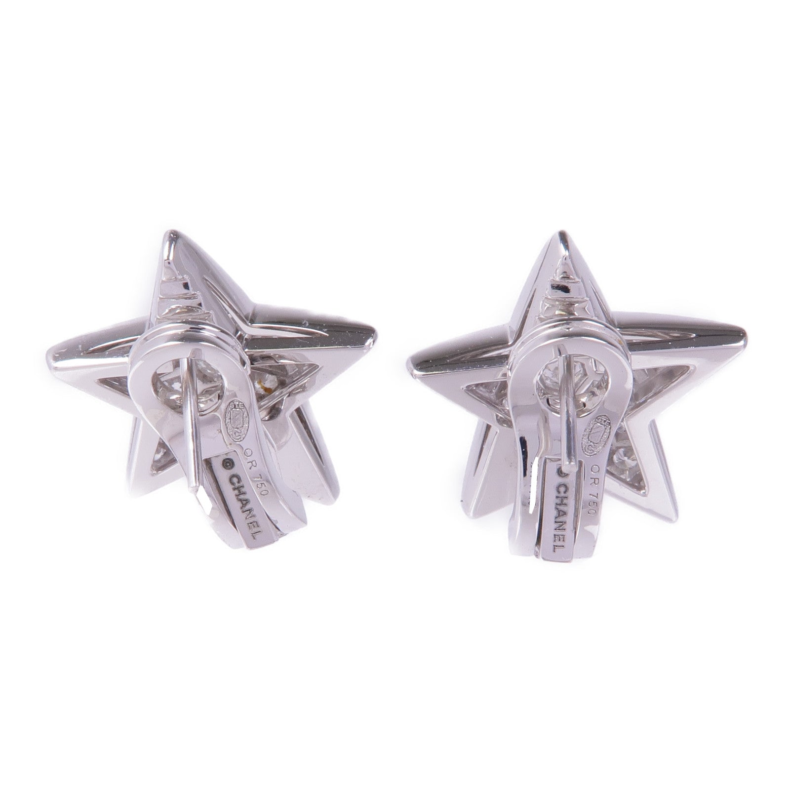CHANEL 18K白金Comète Geode Earrings鑽石耳環