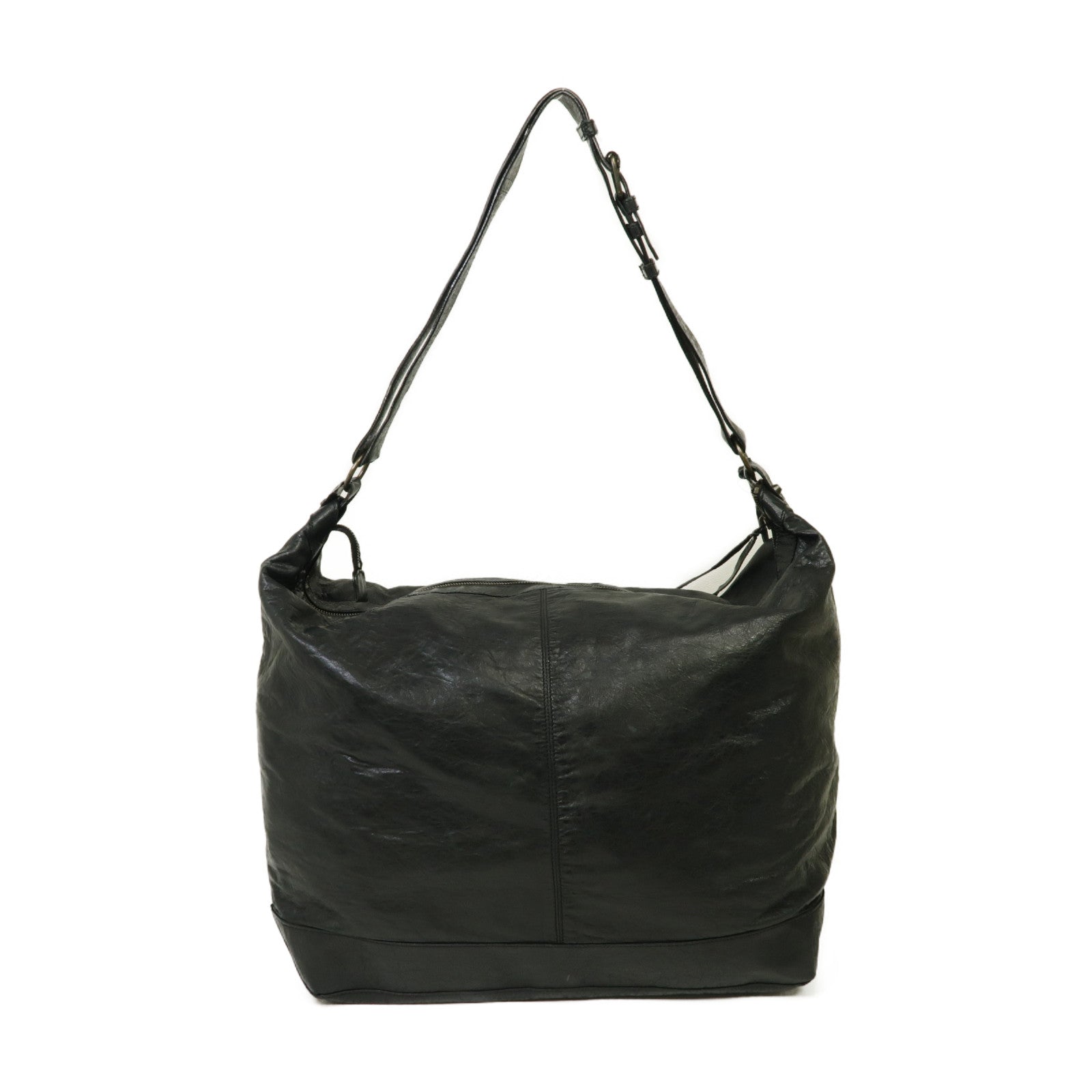 BALENCIAGA 牛皮皮革The Courier金扣肩背袋黒色