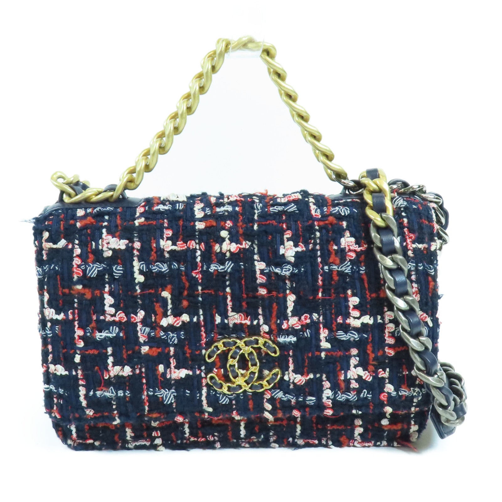 CHANEL Tweed 19 WOC金扣手挽肩背兩用袋
