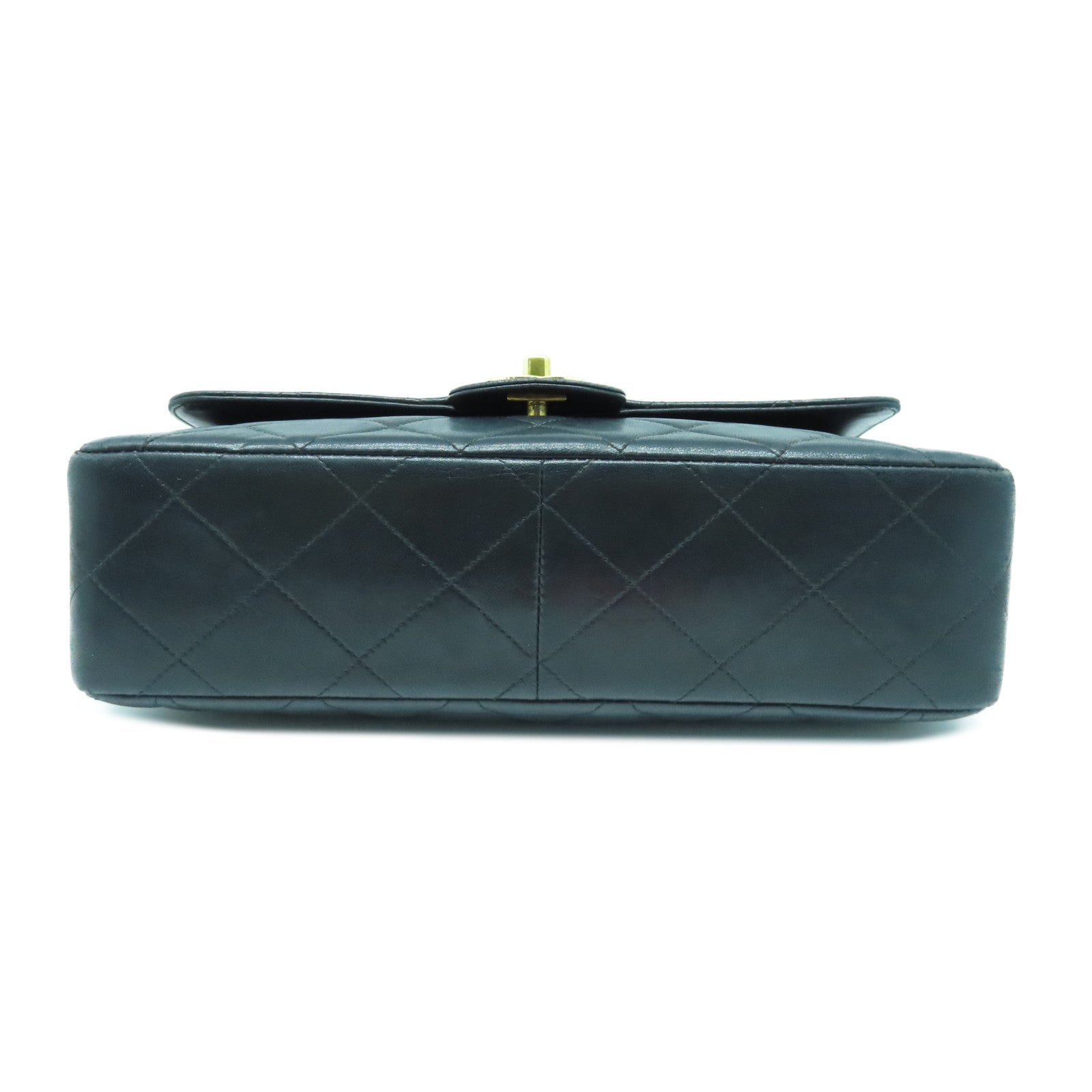 CHANEL 菱格羊皮皮革Chain Shoulder Bag金扣链带肩背袋黑色