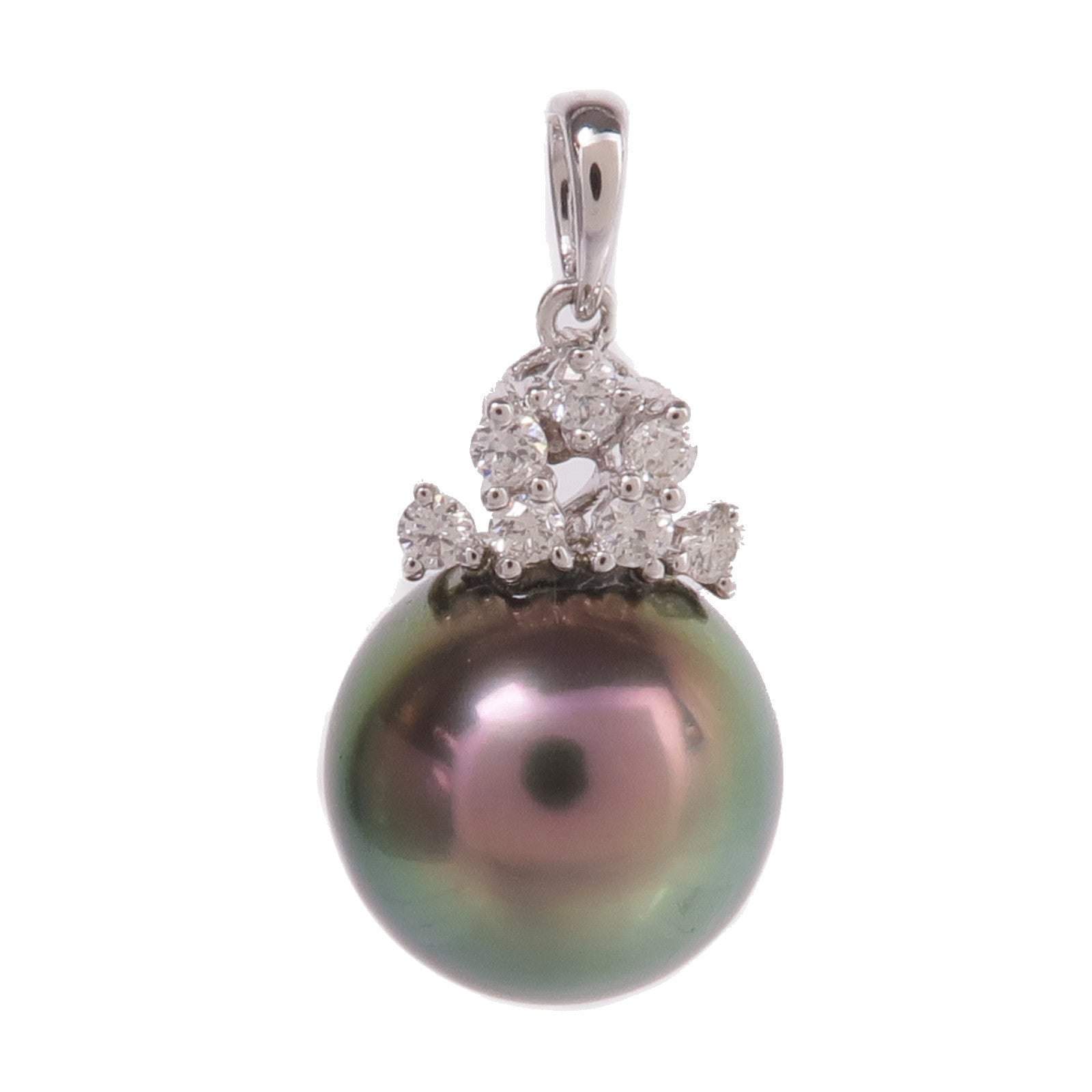 JEWELRY 18K白金Pearl Diamond Pendant Top珍珠/鑽石吊墜