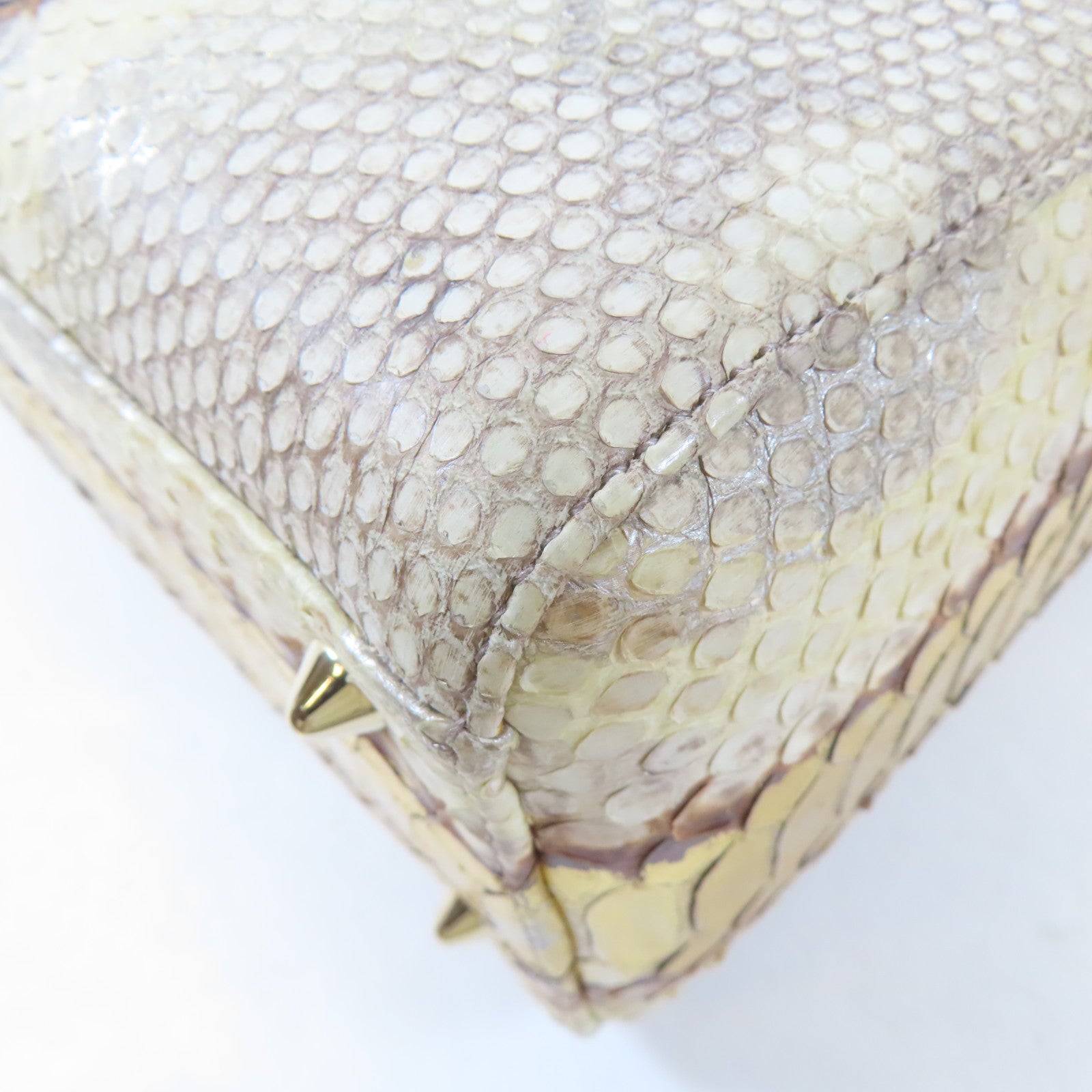 Dior 蛇皮皮革Lady Dior金扣手挽肩背兩用袋金色/米白色/啡色
