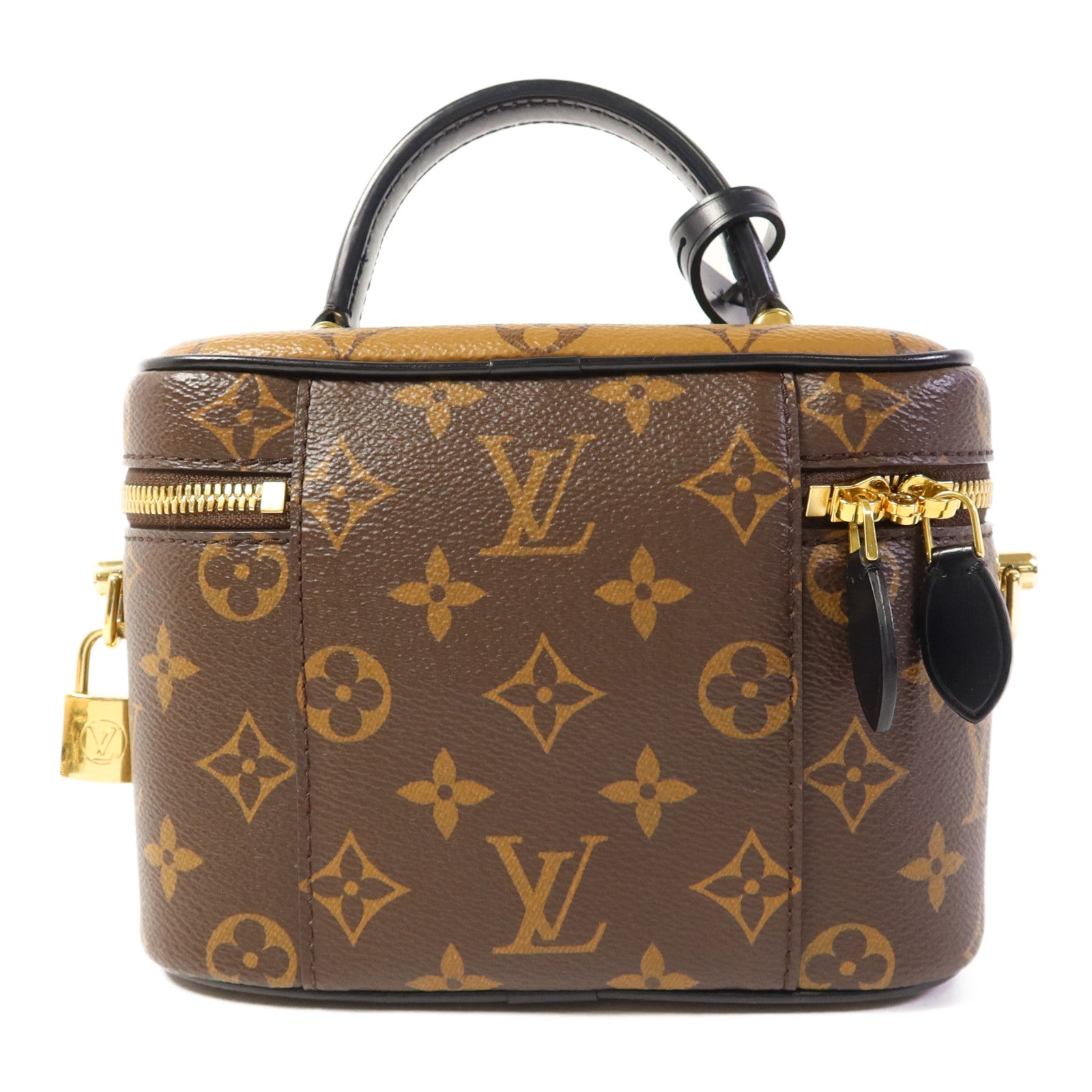 LOUIS VUITTON Monogram Reverse Vanity PM金扣手挽肩背兩用袋棕色