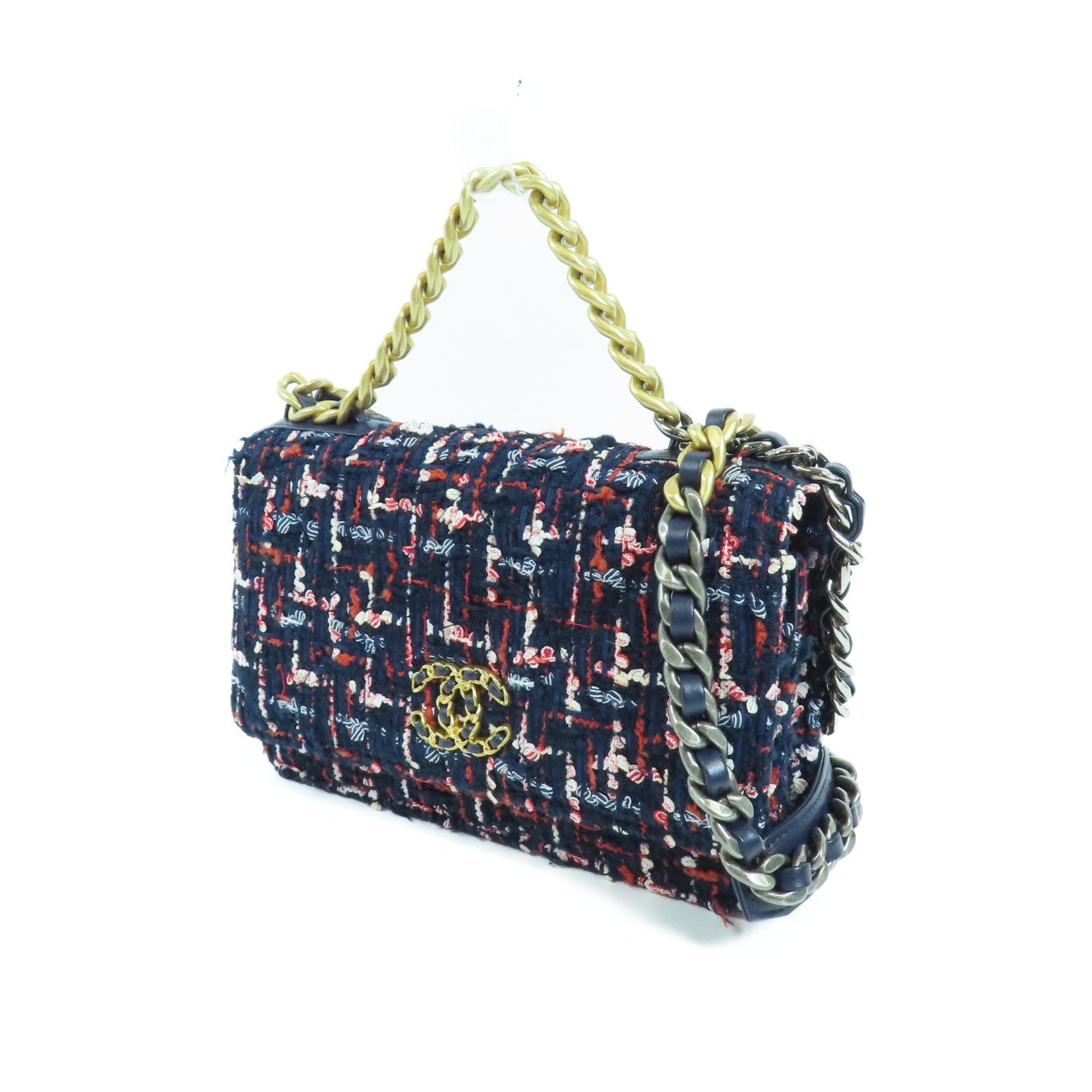 CHANEL Tweed 19 WOC金扣手挽肩背兩用袋