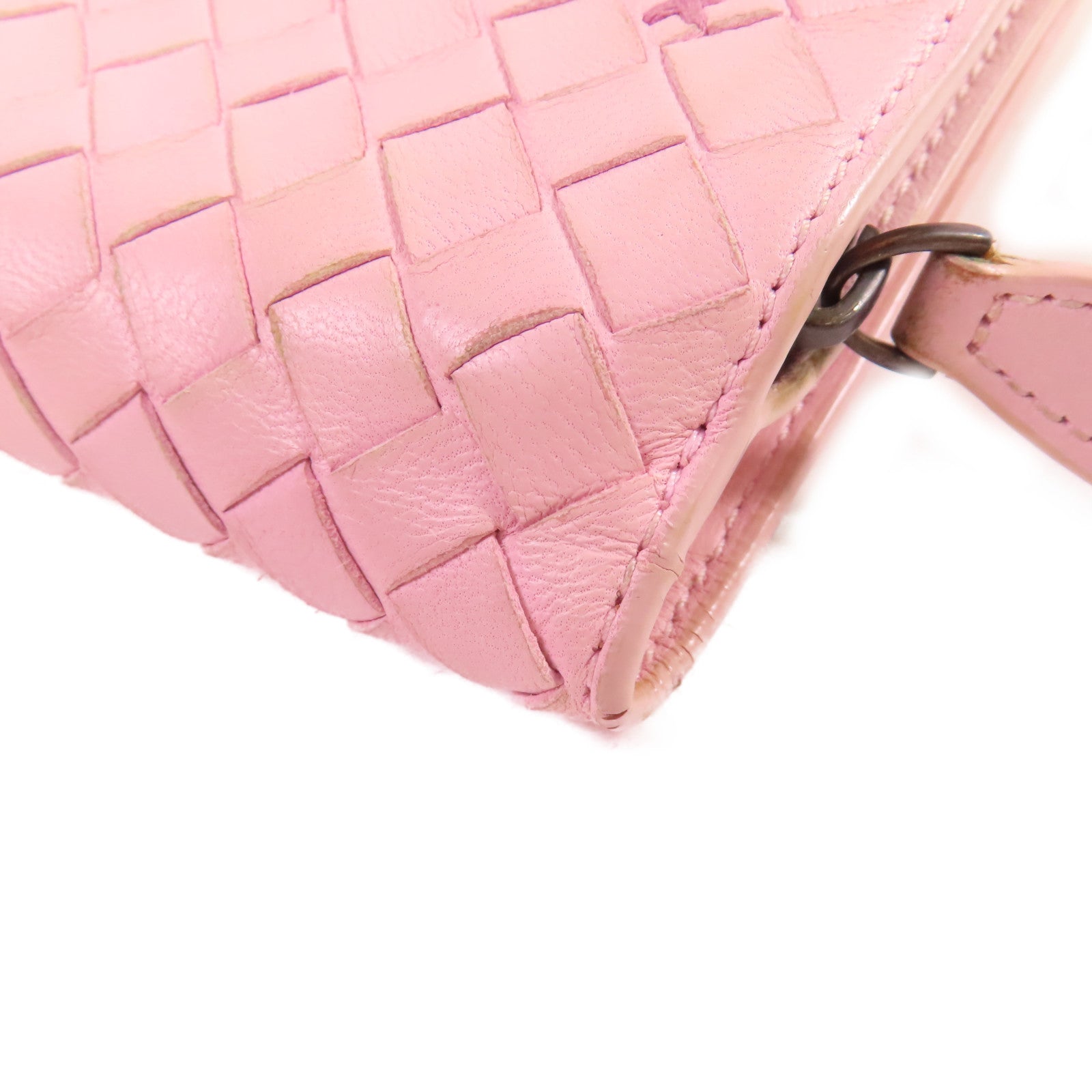 BOTTEGA VENETA 【激減優惠】織紋皮革Short Wallet短錢包粉紅色