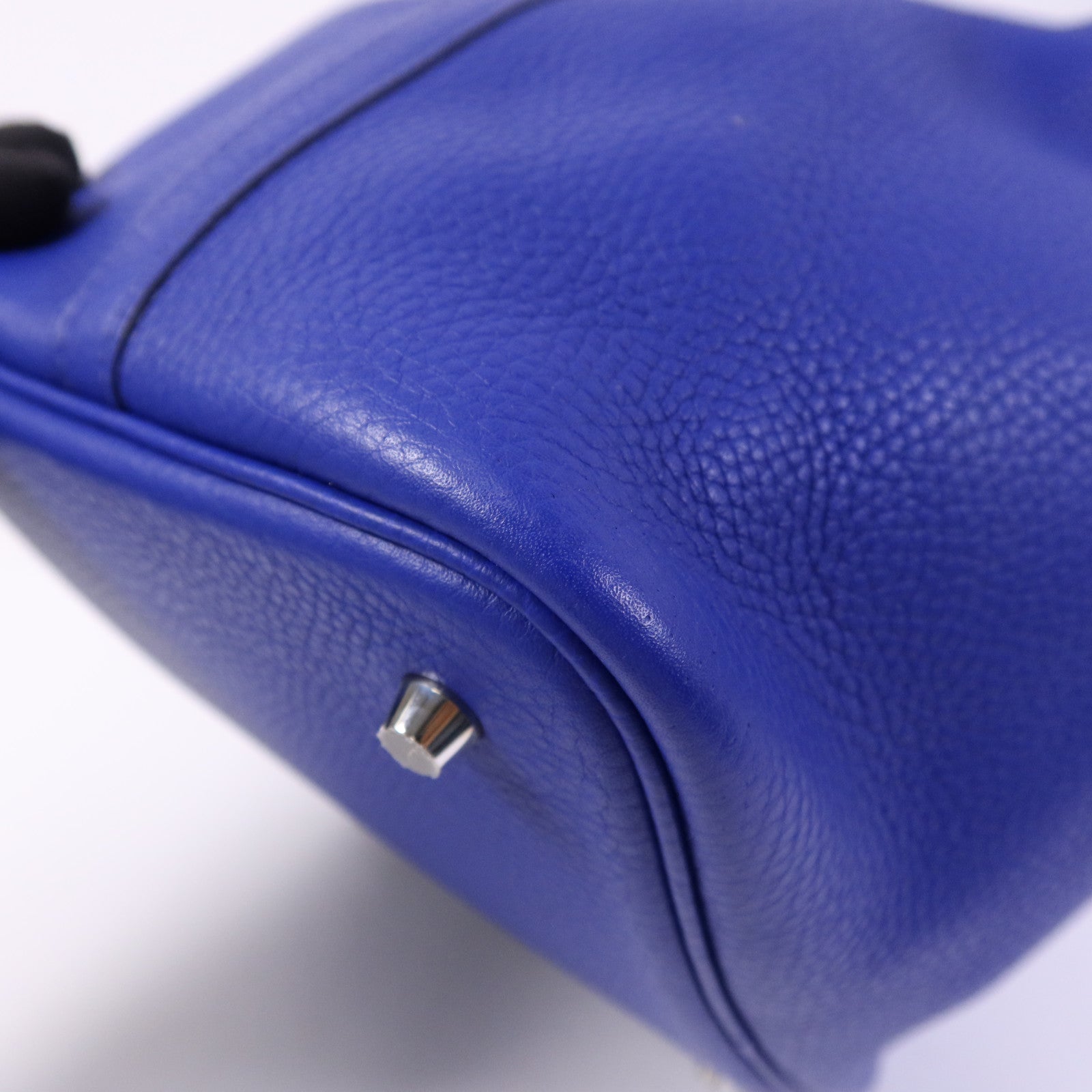 HERMES Clemence皮革Picotin MM銀扣手挽袋Blue