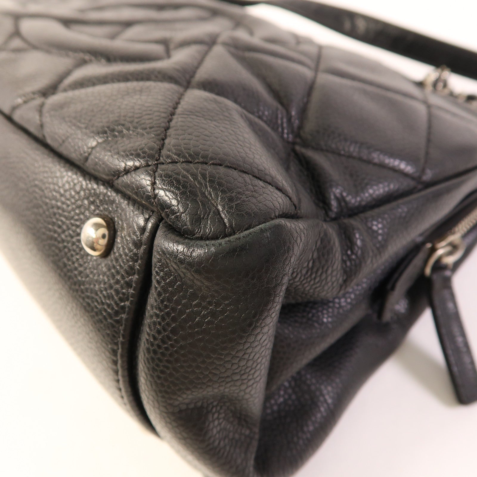 CHANEL 牛皮皮革Shoulder Bag銀扣鏈帶肩背袋